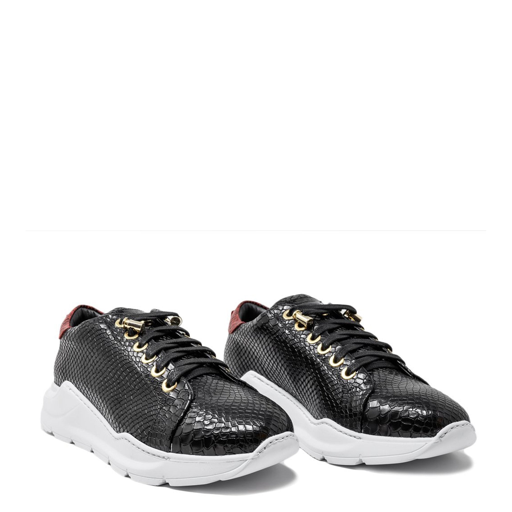 Fire Low Black | Red Python | Limited Edition - Giuliano Galiano | Handcrafted Luxury Sneakers Made In Italy