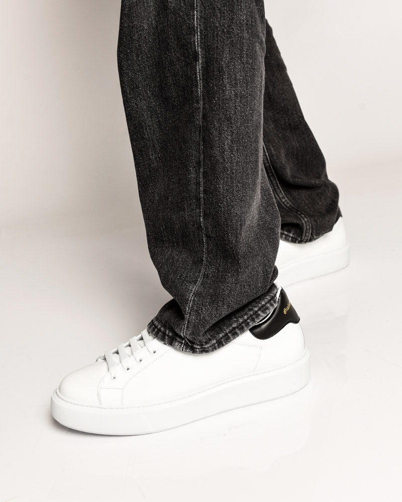 Fire | White Black Leather - Giuliano Galiano | Handcrafted Luxury Sneakers Made In Italy