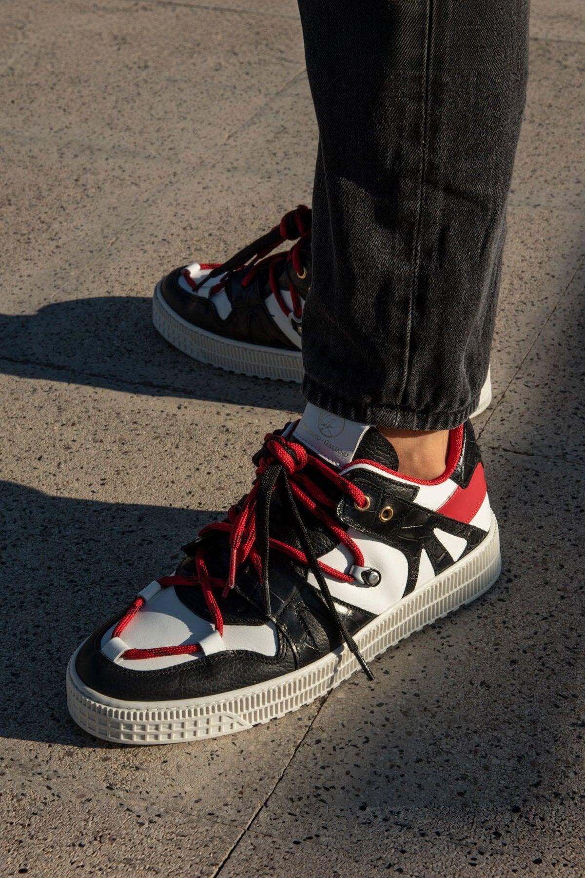 Jeson | Black, White & Red - Giuliano Galiano | Handcrafted Luxury Sneakers Made In Italy