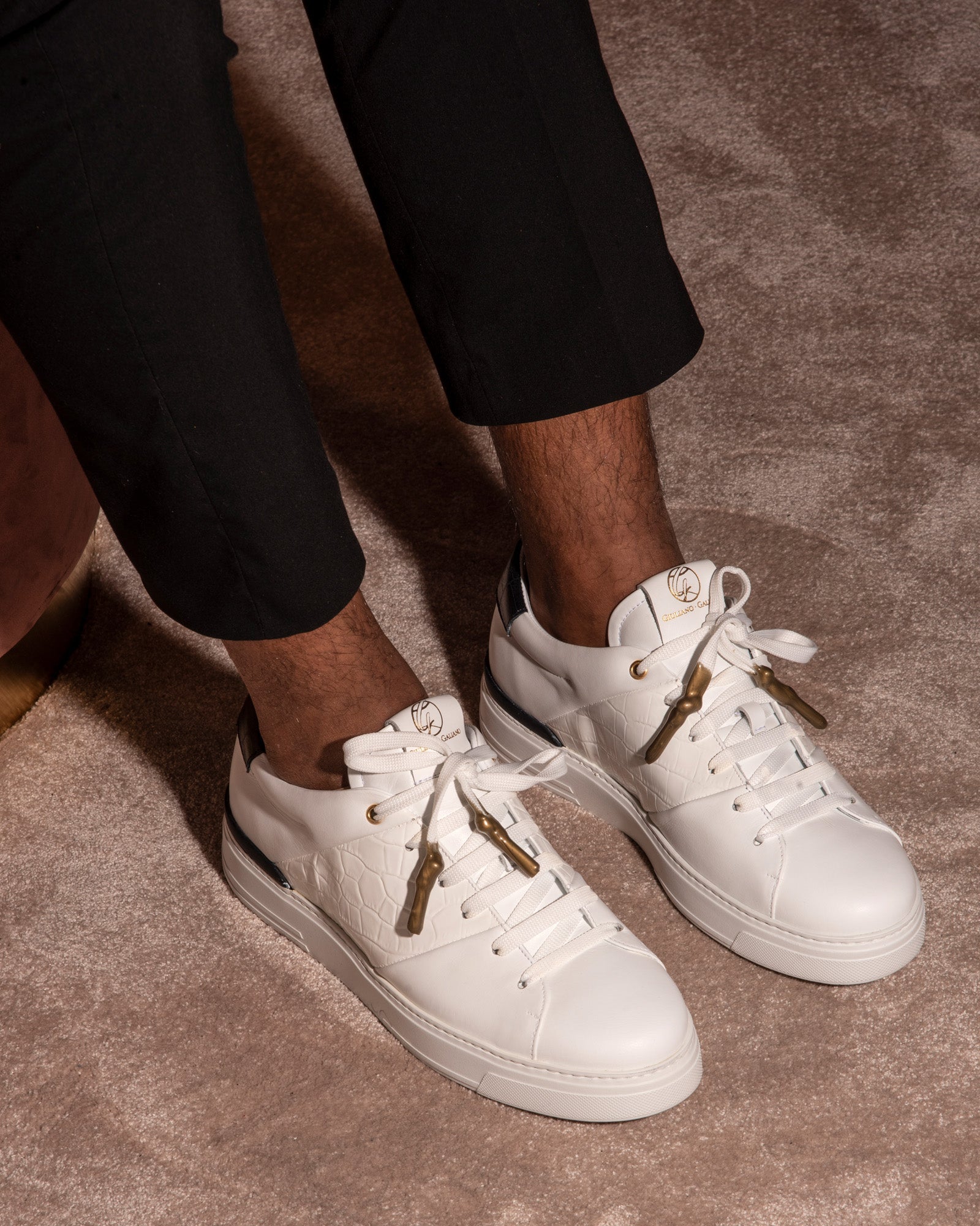 King1 Sneakers | White | Croc Style - Giuliano Galiano | Handcrafted Luxury Sneakers Made In Italy