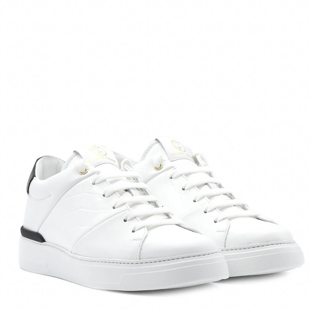 King1 Sneakers | White | Croc Style - Giuliano Galiano | Handcrafted Luxury Sneakers Made In Italy