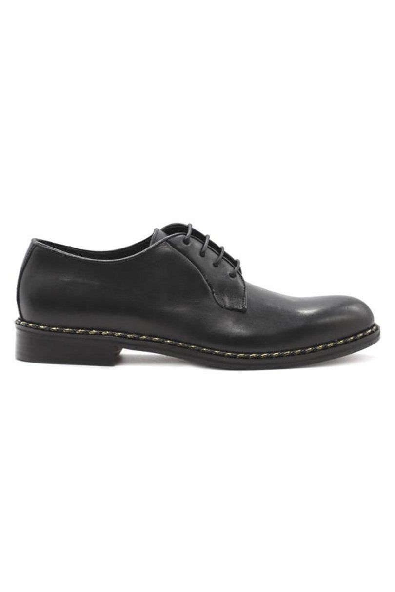 Lace up | Smooth Black Leather - Giuliano Galiano | Handcrafted Luxury Sneakers Made In Italy