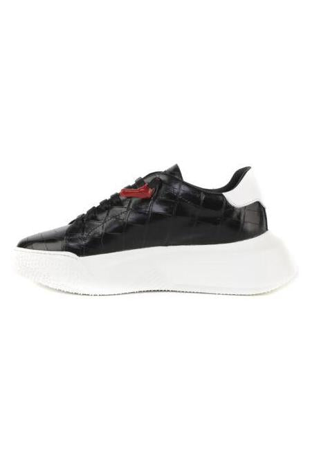 Nemesis Black | Black Croc Style | Woman - Giuliano Galiano | Handcrafted Luxury Sneakers Made In Italy