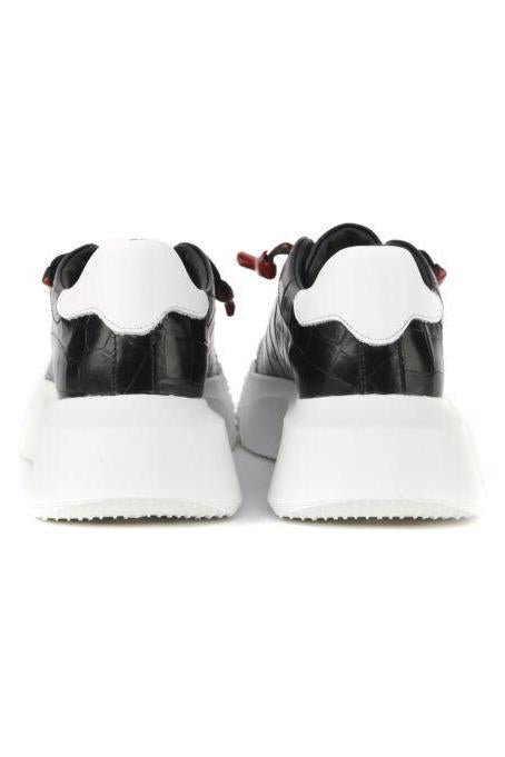 Nemesis Black | Black Croc Style | Woman - Giuliano Galiano | Handcrafted Luxury Sneakers Made In Italy