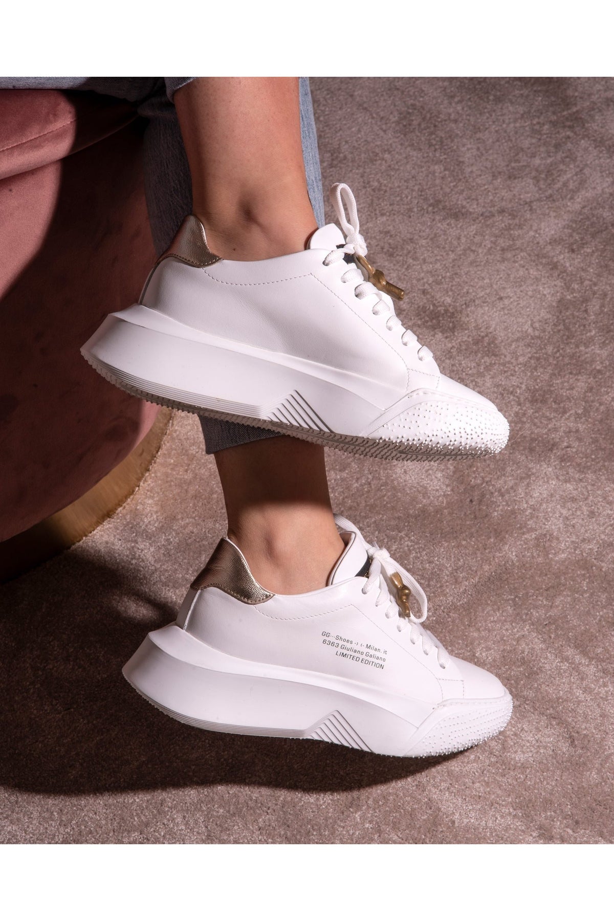 Nemesis Sneakers | Nappa With Gold Trim | Woman - Giuliano Galiano | Handcrafted Luxury Sneakers Made In Italy
