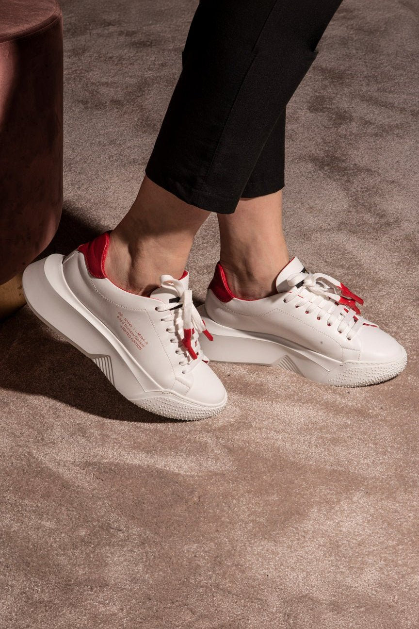 Nemesis White | Red Leather | Woman - Giuliano Galiano | Handcrafted Luxury Sneakers Made In Italy