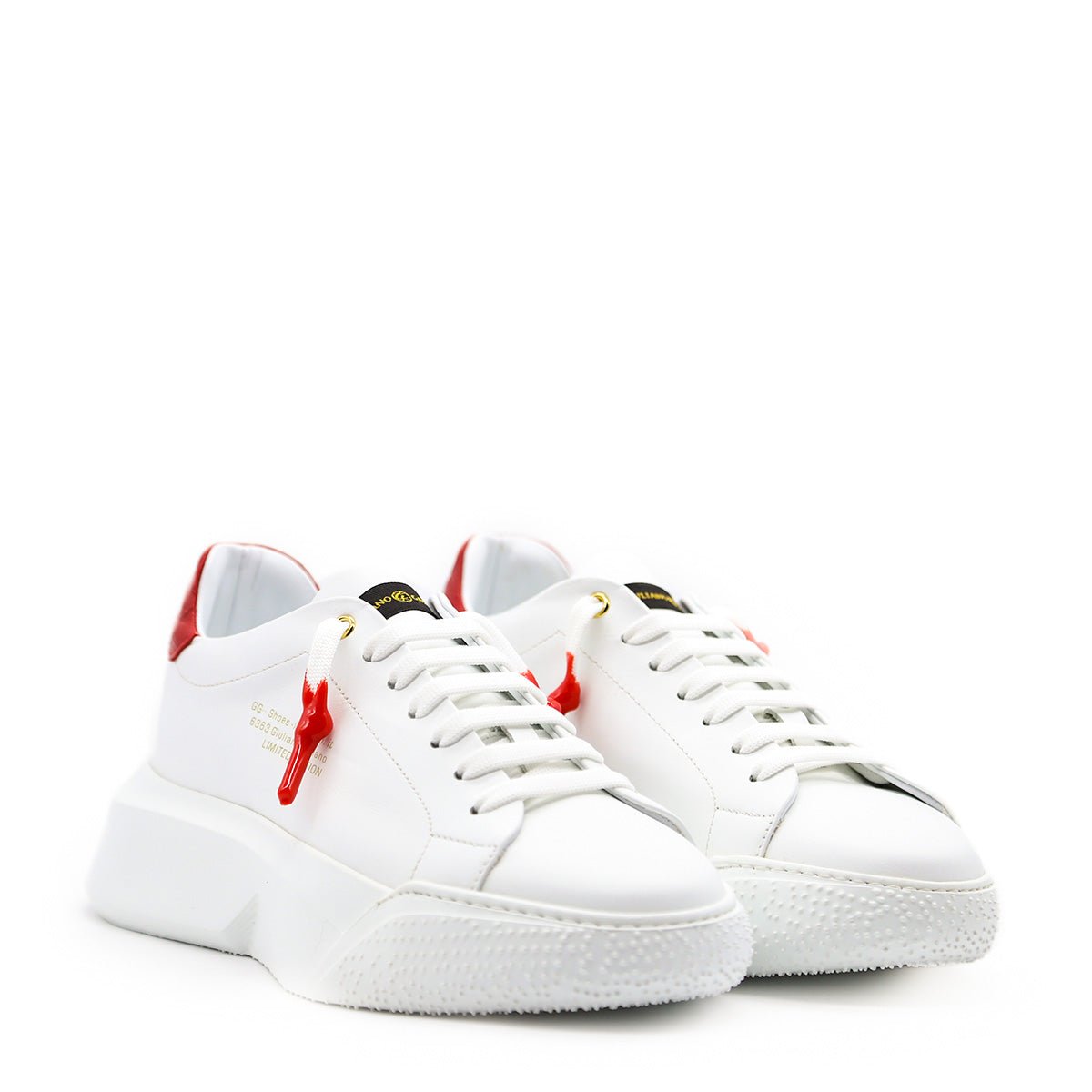 Nemesis White | Red Leather | Woman - Giuliano Galiano | Handcrafted Luxury Sneakers Made In Italy