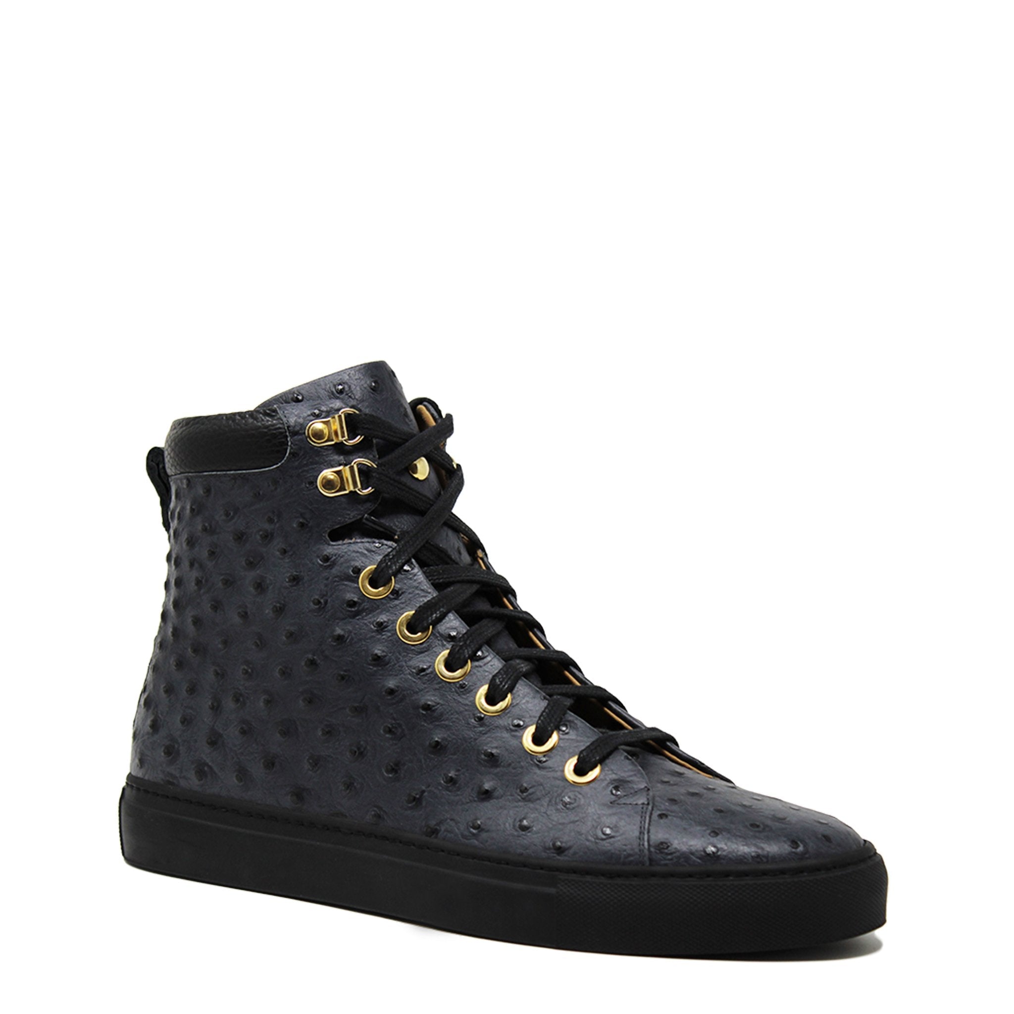 No Limits Black | Black | Ostrich | Limited Edition - Giuliano Galiano | Handcrafted Luxury Sneakers Made In Italy