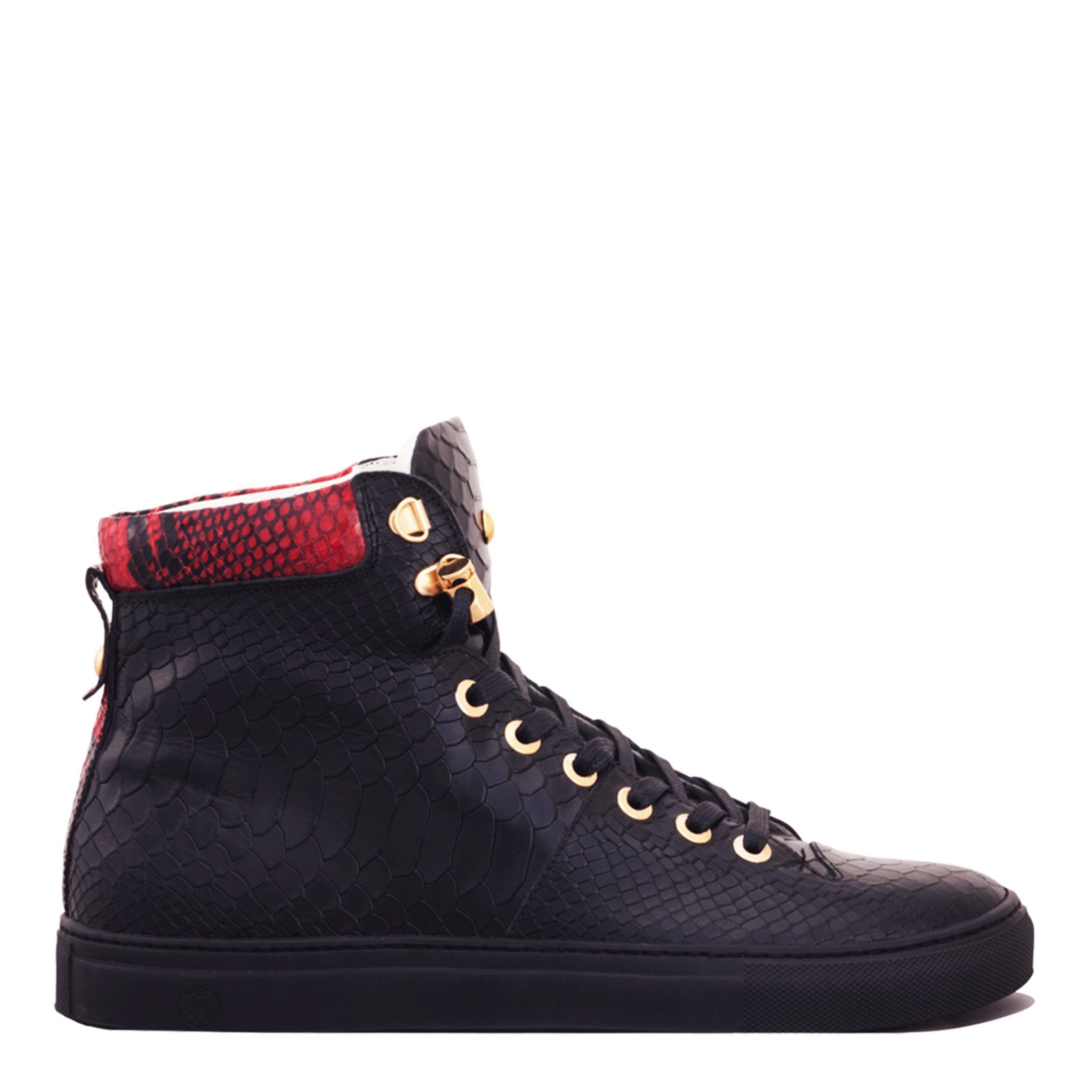 No Limits High Black | Red Python | Limited Edition - Giuliano Galiano | Handcrafted Luxury Sneakers Made In Italy