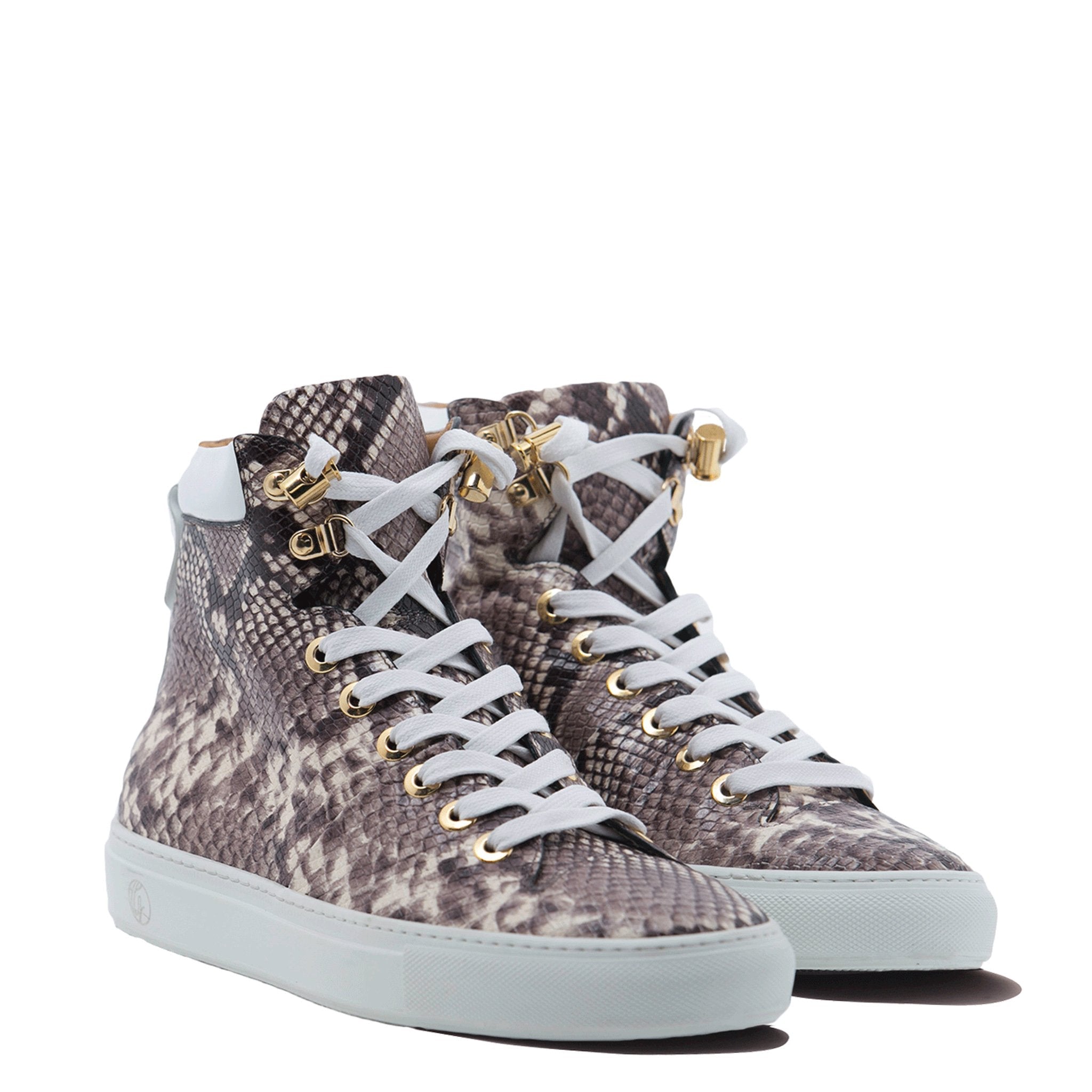 No Limits High Grey | White | Python Style | Limited Edition - Giuliano Galiano | Handcrafted Luxury Sneakers Made In Italy