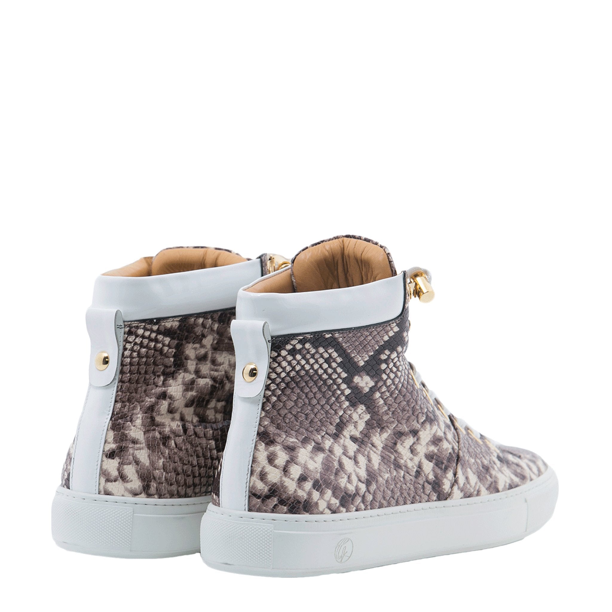 No Limits High Grey | White | Python Style | Limited Edition - Giuliano Galiano | Handcrafted Luxury Sneakers Made In Italy