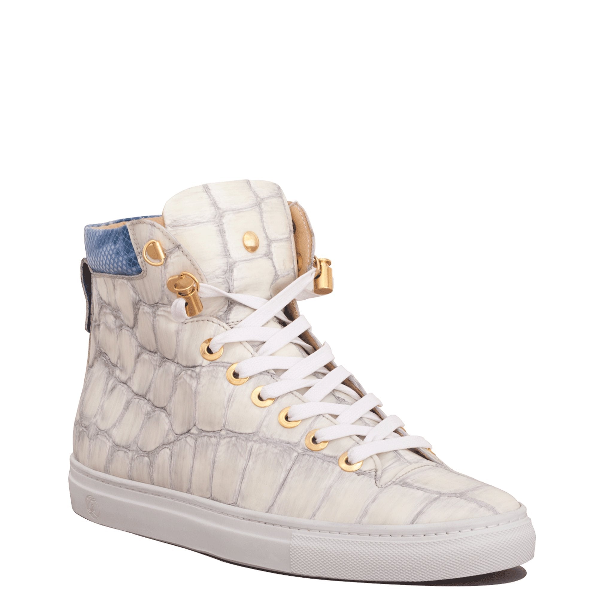 No Limits High White | Blue | Croc Style | Limited Edition - Giuliano Galiano | Handcrafted Luxury Sneakers Made In Italy
