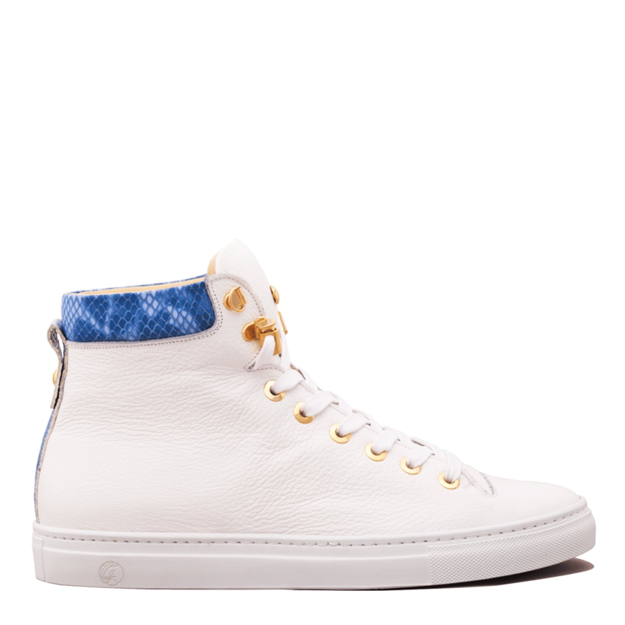 No Limits High White | Blue | Leather | Limited Edition - Giuliano Galiano | Handcrafted Luxury Sneakers Made In Italy