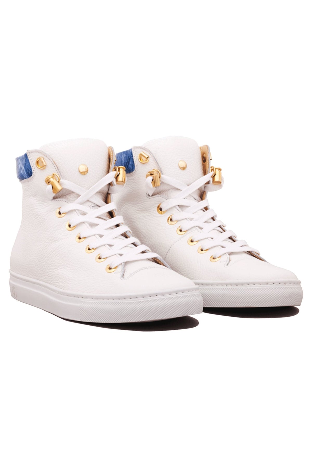 No Limits High White | Blue | Leather | Limited Edition - Giuliano Galiano | Handcrafted Luxury Sneakers Made In Italy