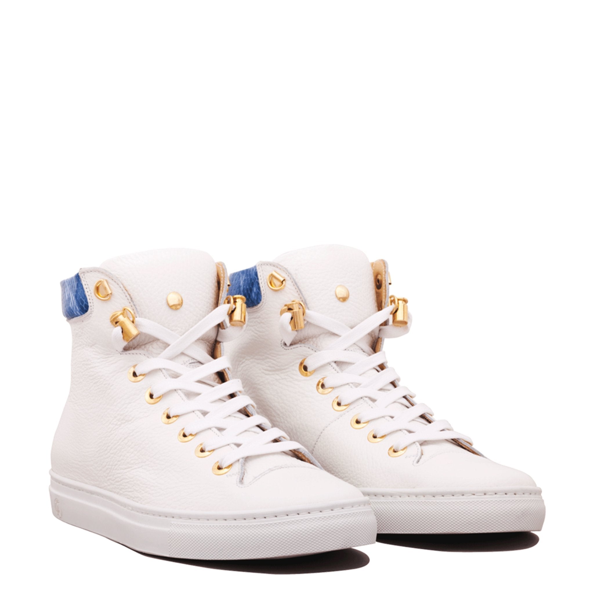 No Limits High White | Blue | Leather | Limited Edition - Giuliano Galiano | Handcrafted Luxury Sneakers Made In Italy