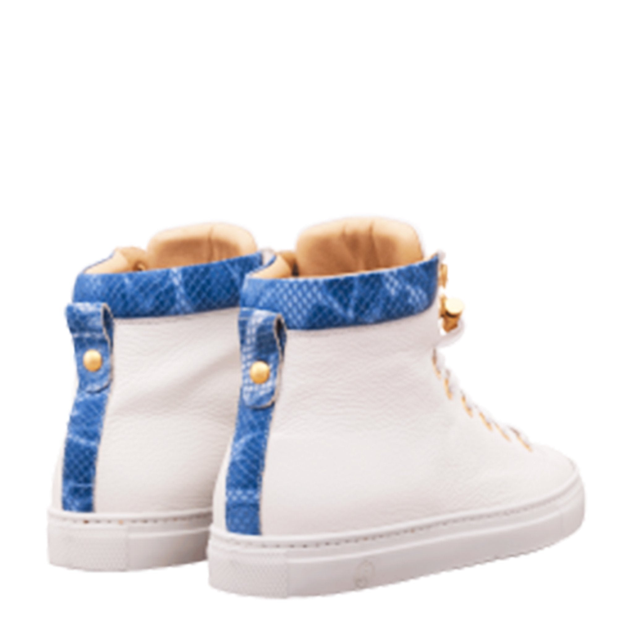 No Limits High White | Blue | Leather | Limited Edition - Giuliano Galiano | Handcrafted Luxury Sneakers Made In Italy