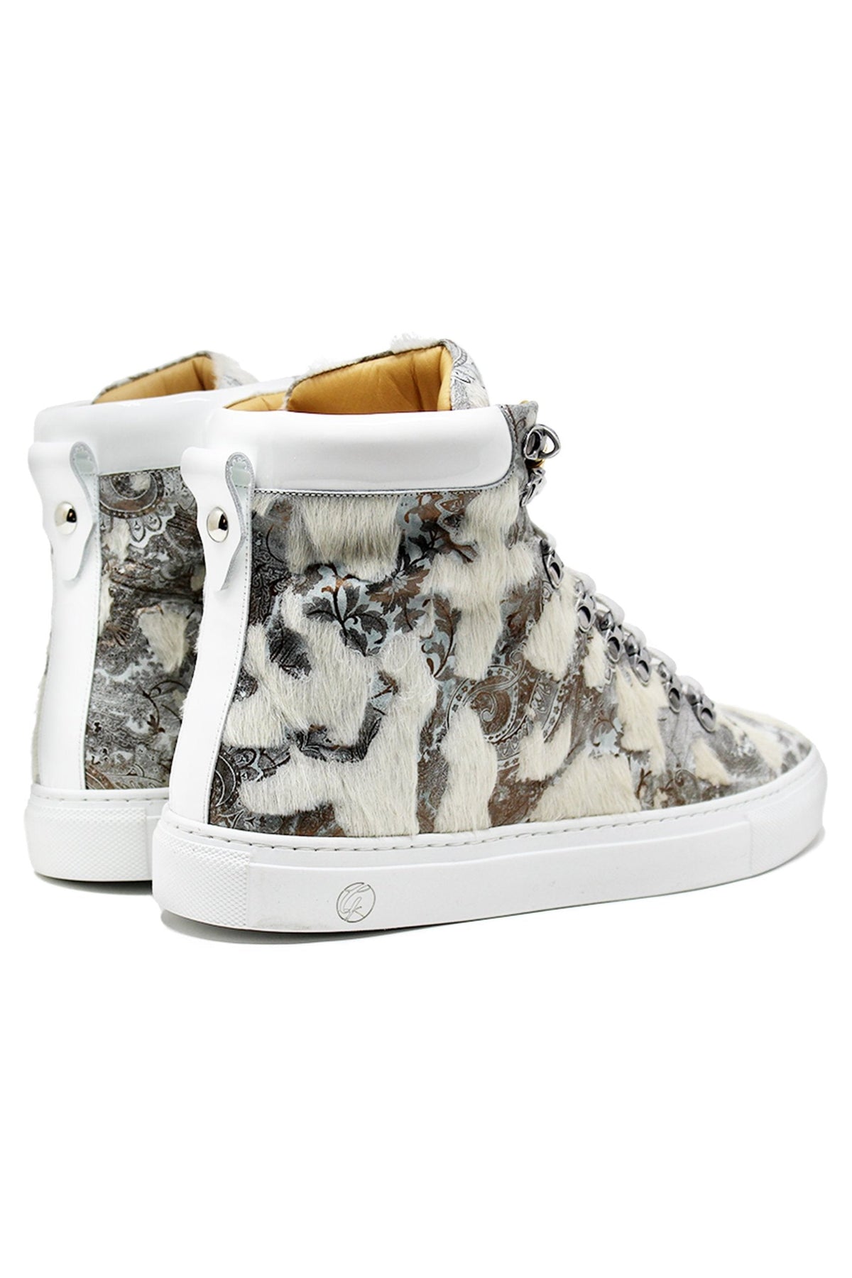 No Limits High | White Silver Cavallino | Limited Edition - Giuliano Galiano | Handcrafted Luxury Sneakers Made In Italy