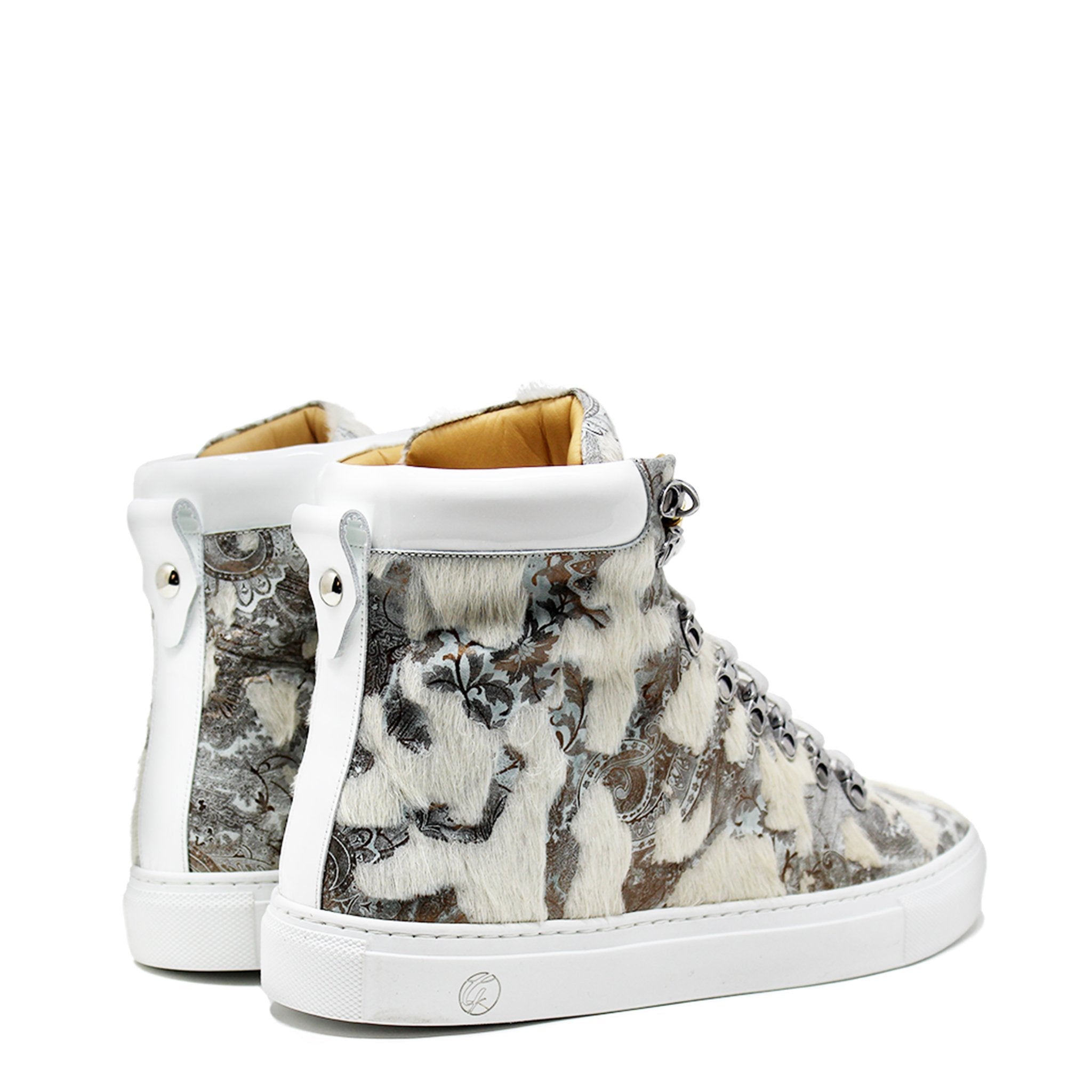 No Limits High | White Silver Cavallino | Limited Edition - Giuliano Galiano | Handcrafted Luxury Sneakers Made In Italy