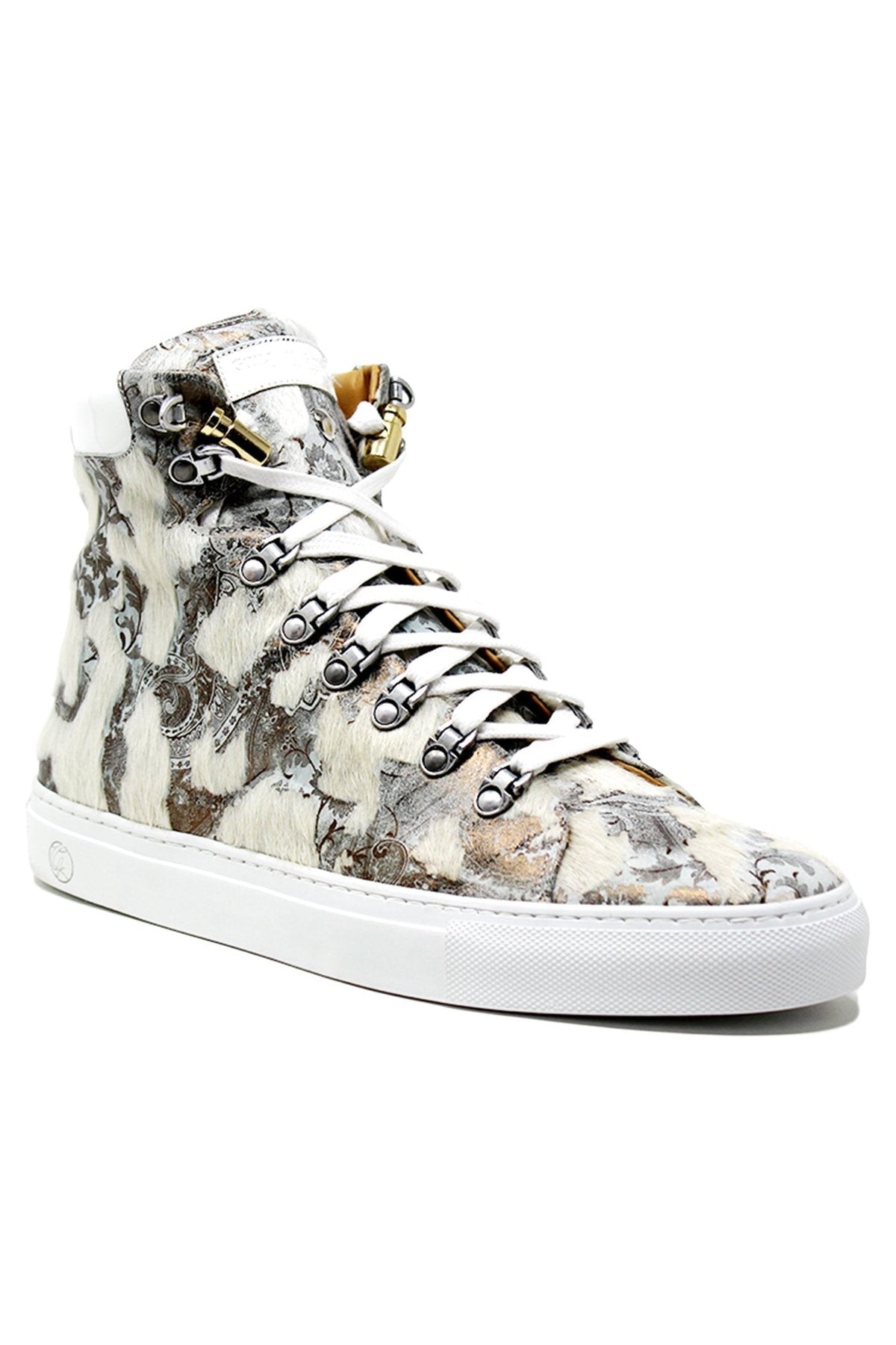 No Limits High | White Silver Cavallino | Limited Edition - Giuliano Galiano | Handcrafted Luxury Sneakers Made In Italy