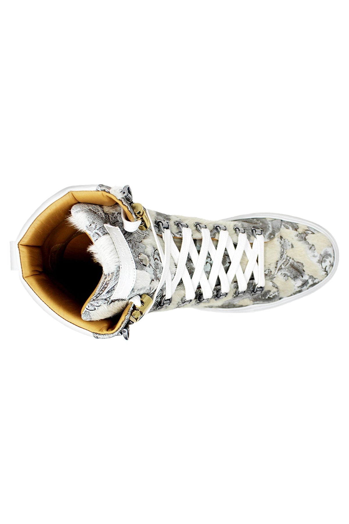 No Limits High | White Silver Cavallino | Limited Edition - Giuliano Galiano | Handcrafted Luxury Sneakers Made In Italy