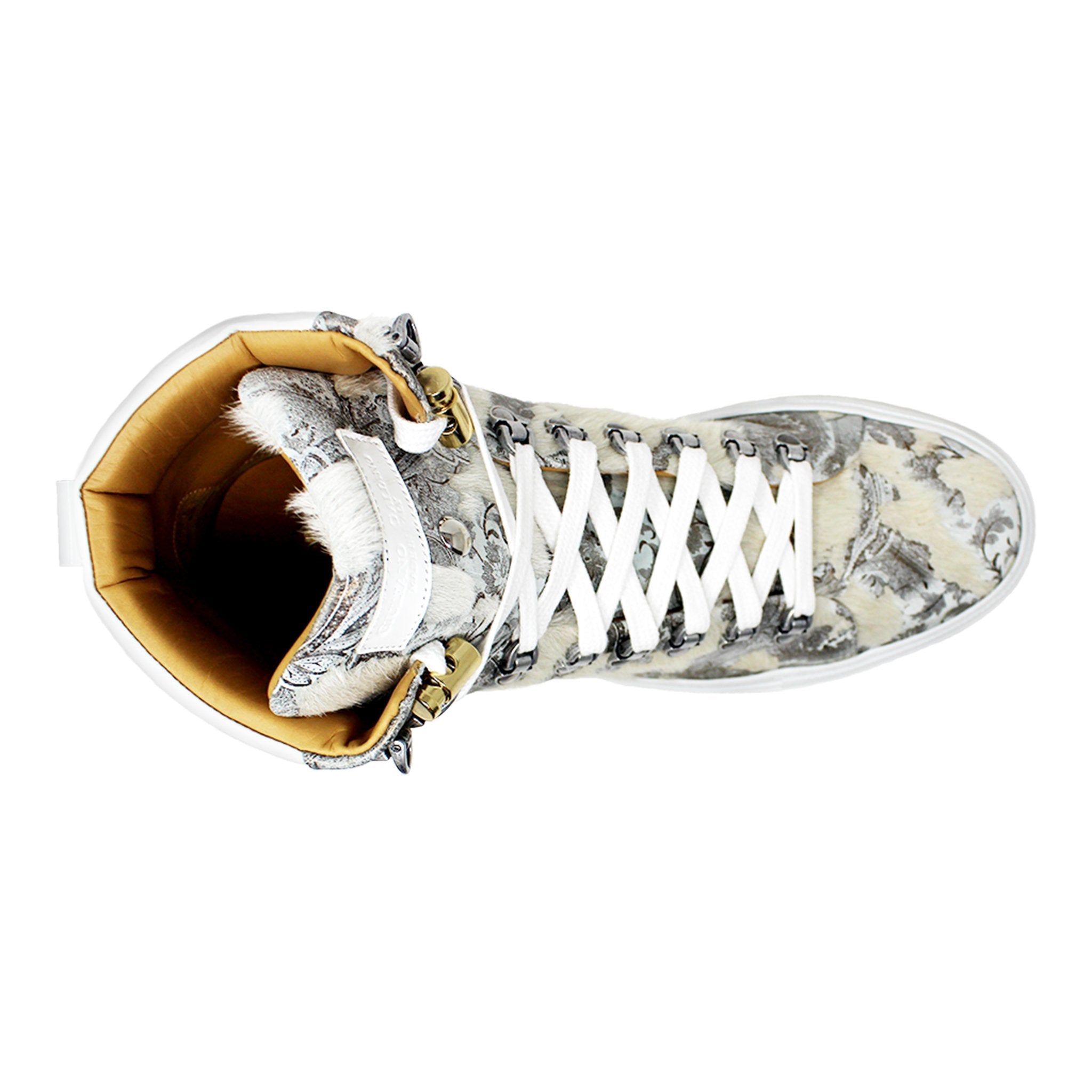 No Limits High | White Silver Cavallino | Limited Edition - Giuliano Galiano | Handcrafted Luxury Sneakers Made In Italy