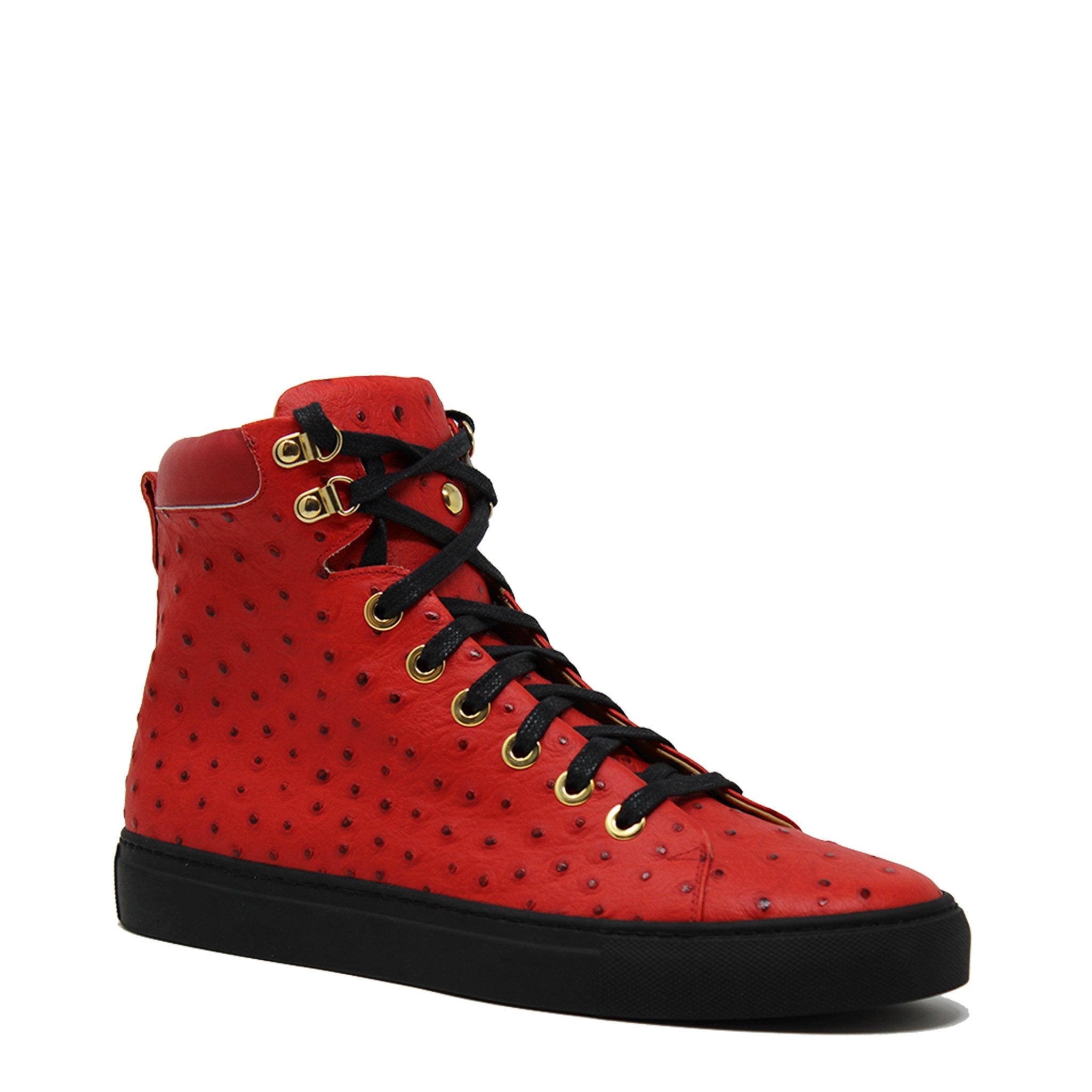 No Limits Red | Red | Ostrich | Limited Edition - Giuliano Galiano | Handcrafted Luxury Sneakers Made In Italy