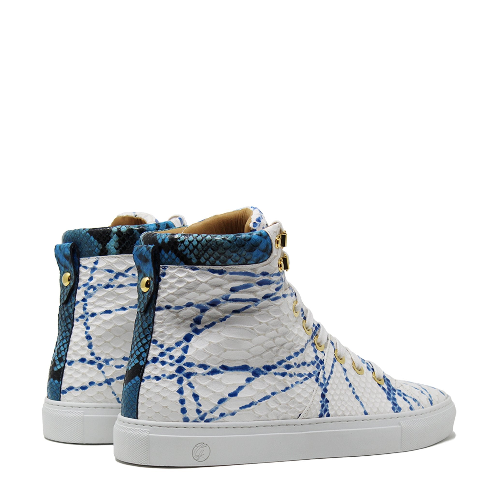 No Limits White | Blue | Python Ink | Limited Edition - Giuliano Galiano | Handcrafted Luxury Sneakers Made In Italy