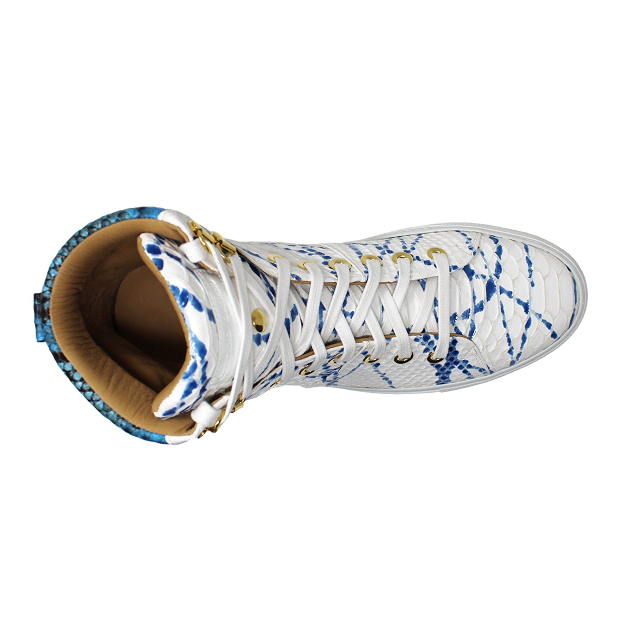 No Limits White | Blue | Python Ink | Limited Edition - Giuliano Galiano | Handcrafted Luxury Sneakers Made In Italy