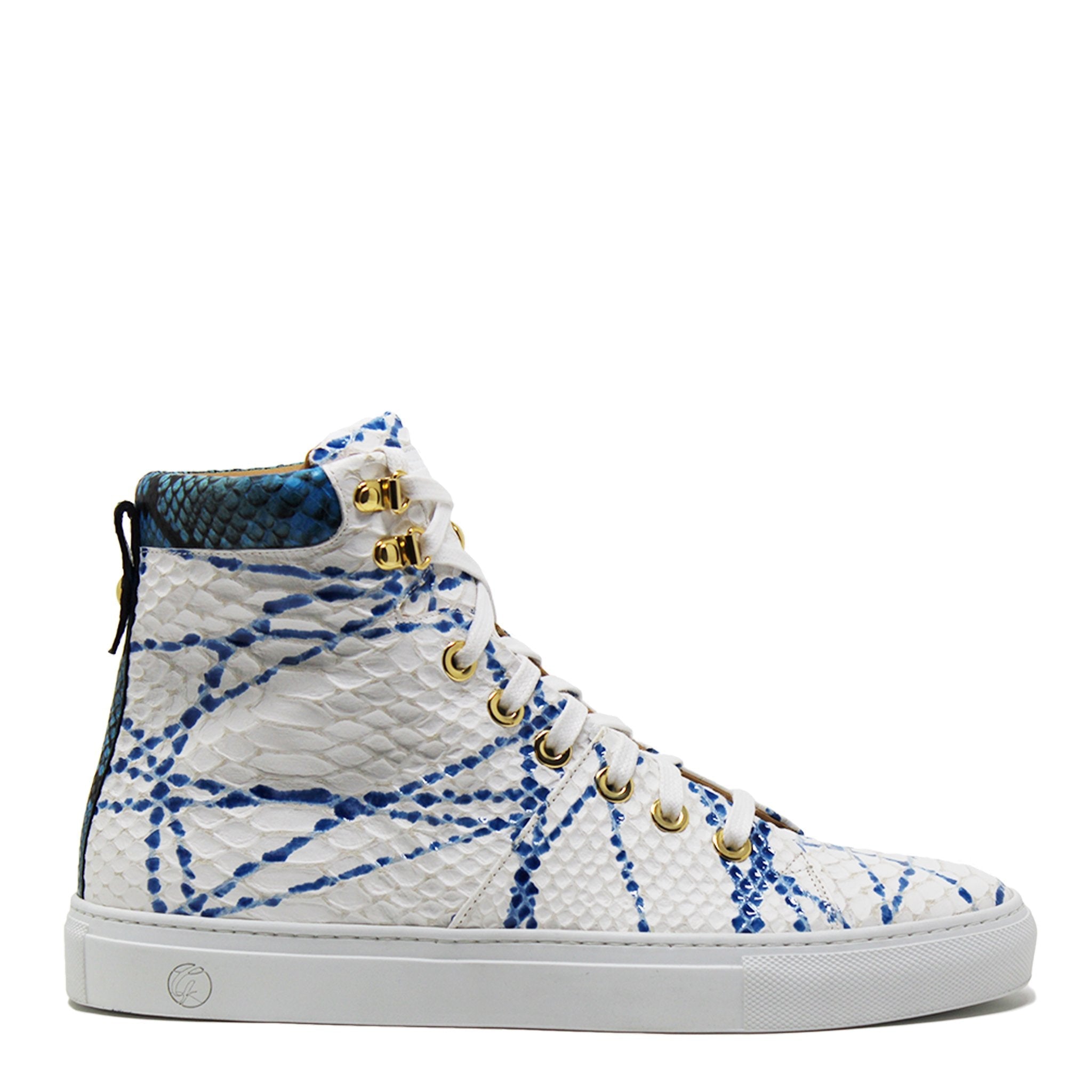 No Limits White | Blue | Python Ink | Limited Edition - Giuliano Galiano | Handcrafted Luxury Sneakers Made In Italy