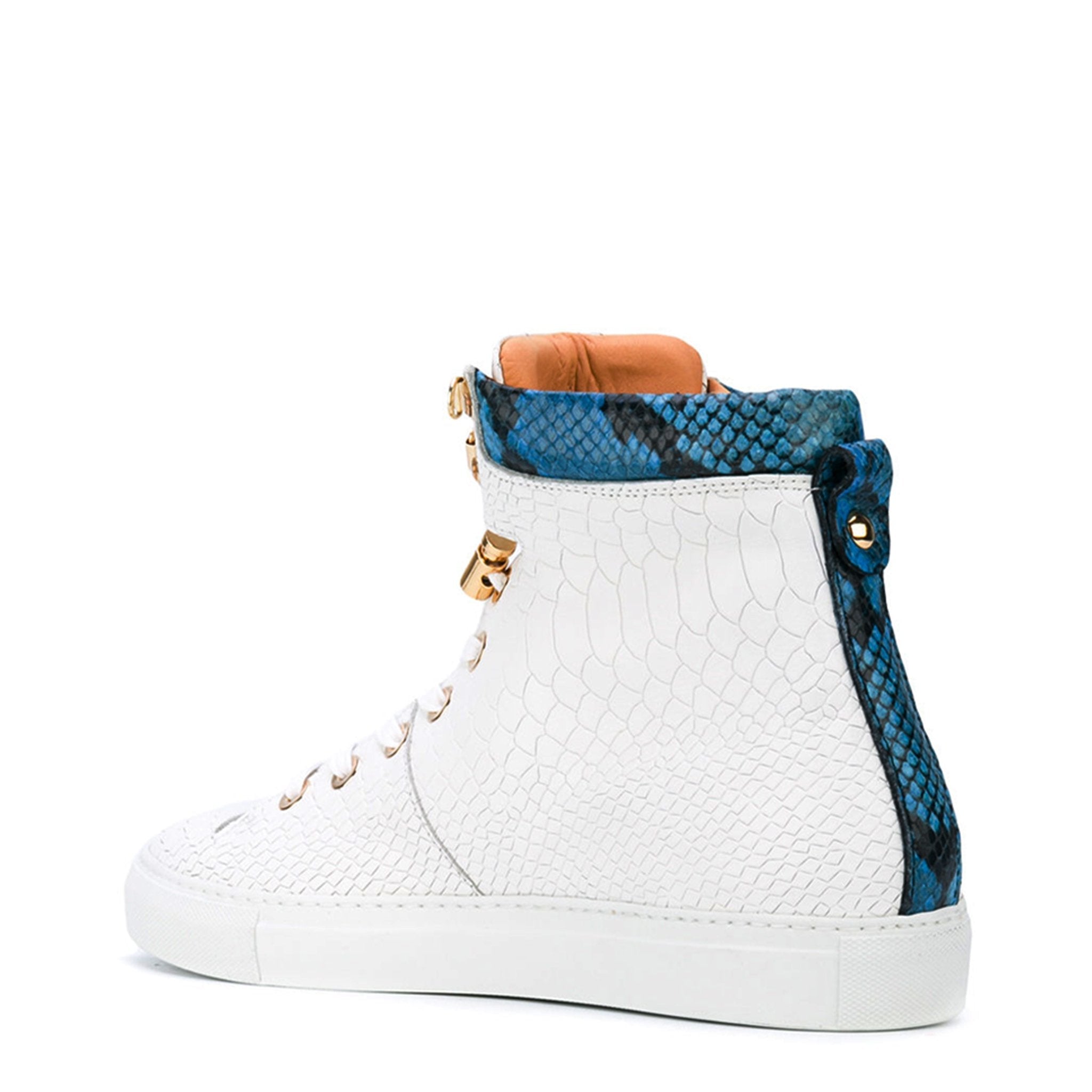 No Limits White | Blue | Python | Limited Edition - Giuliano Galiano | Handcrafted Luxury Sneakers Made In Italy