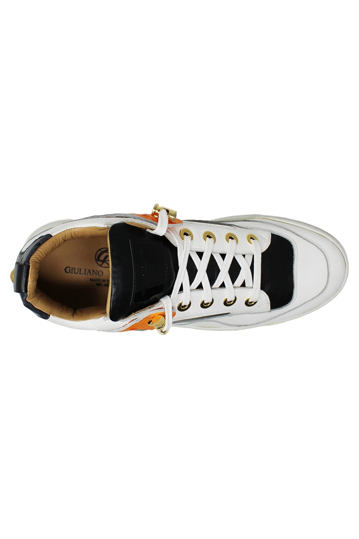 Power White | Orange Ostrich | Leather | Limited Edition - Giuliano Galiano | Handcrafted Luxury Sneakers Made In Italy