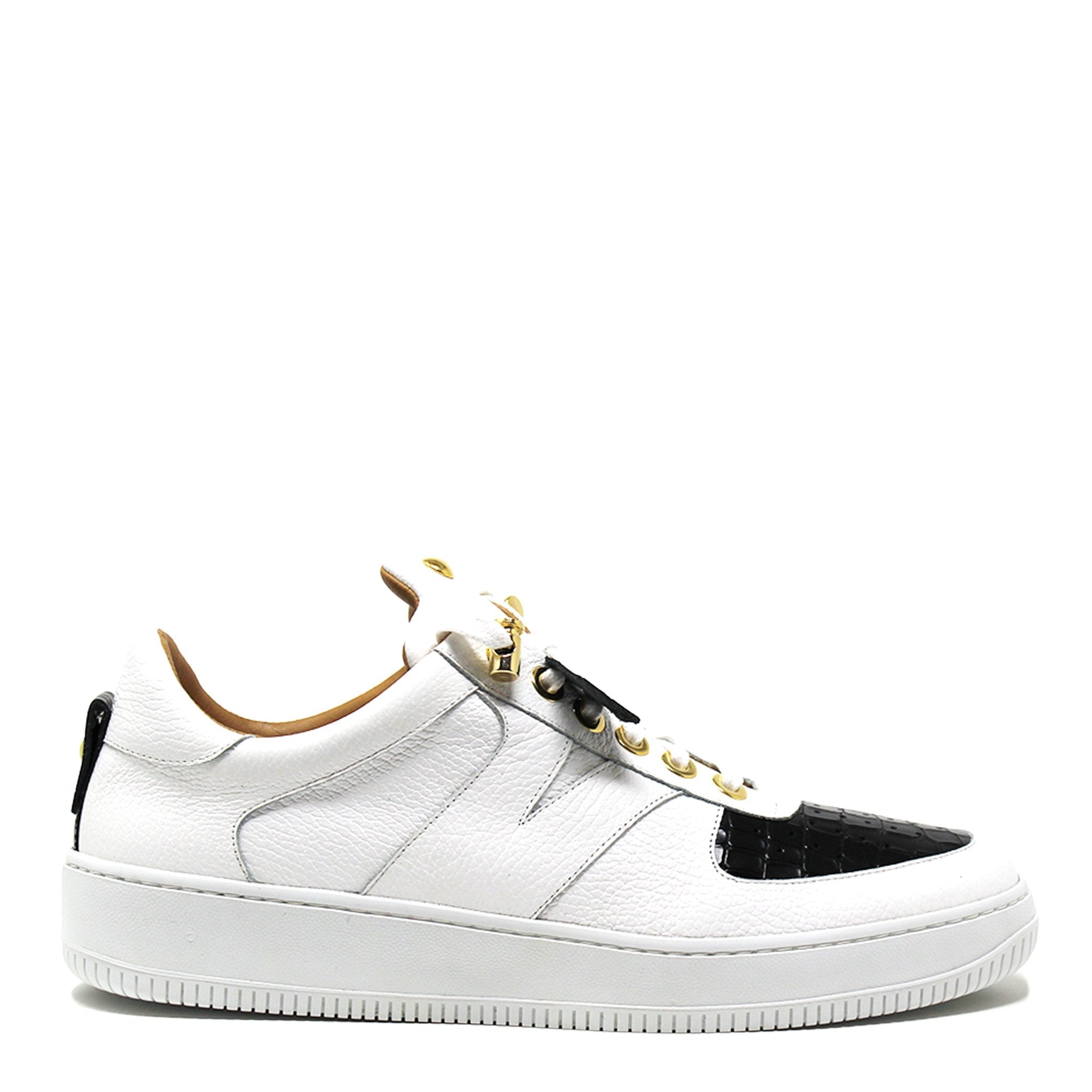 Rockstar | White Black | Croc | Limited Edition - Giuliano Galiano | Handcrafted Luxury Sneakers Made In Italy