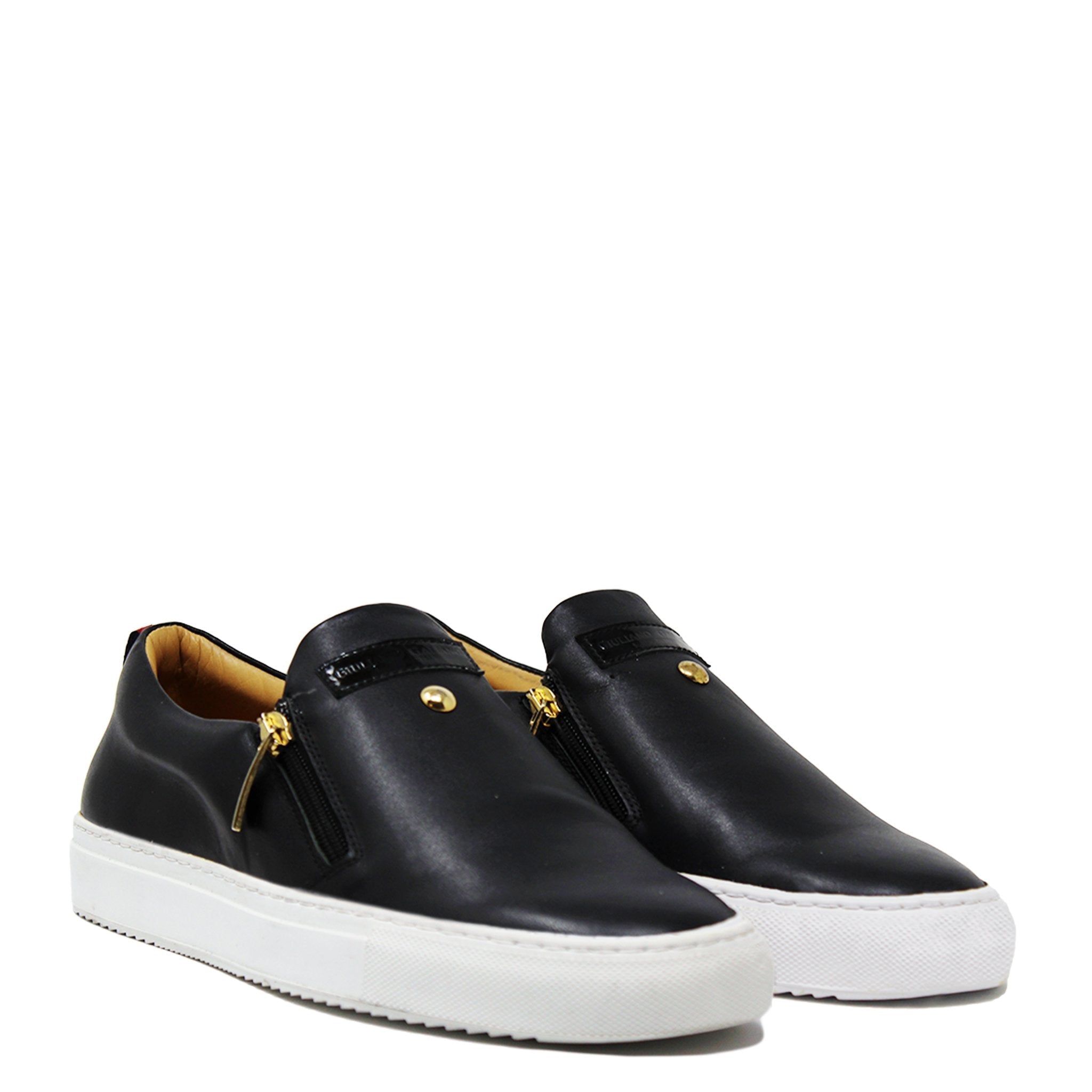Slip - On Black | Black | Leather - Giuliano Galiano | Handcrafted Luxury Sneakers Made In Italy