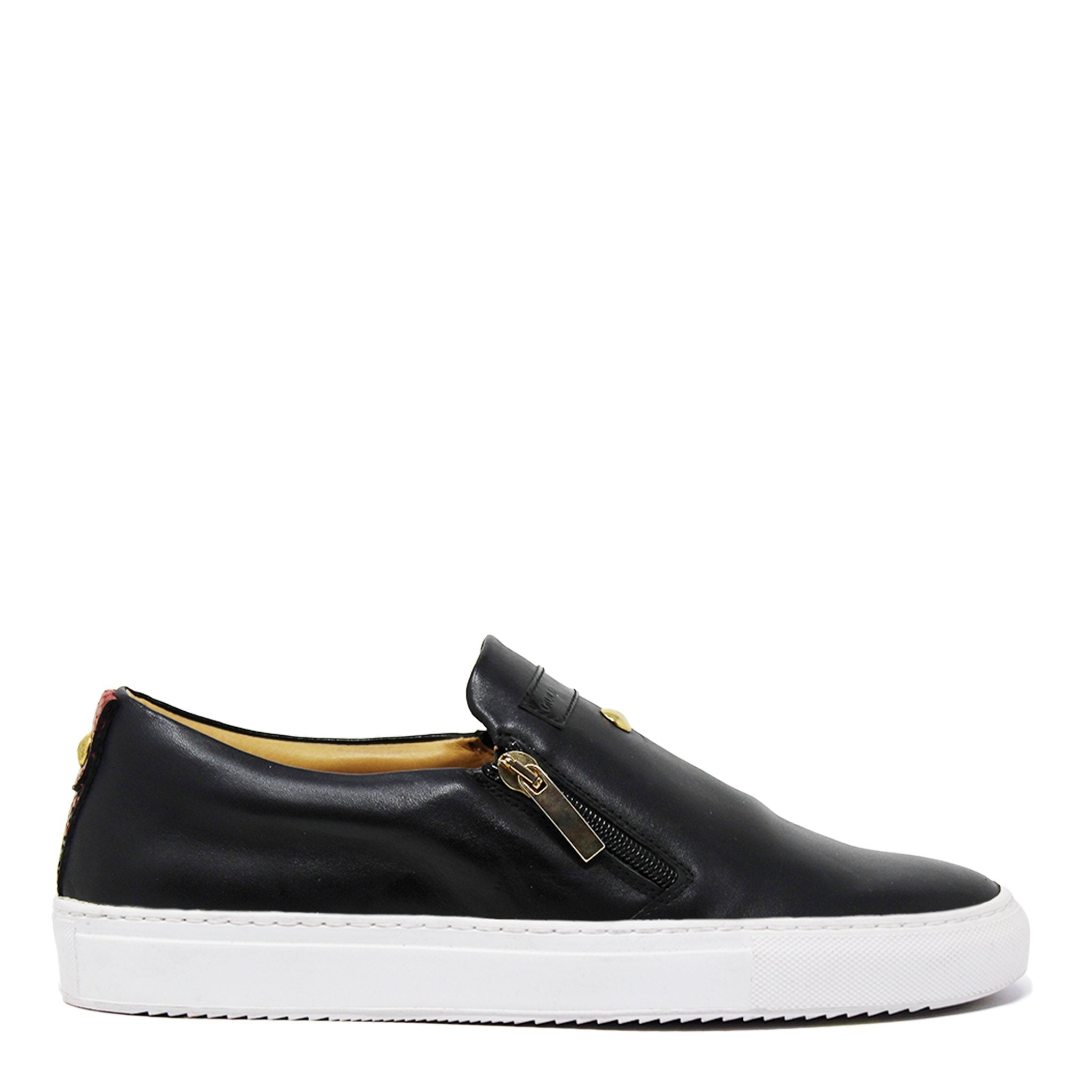 Slip - On Black | Black | Leather - Giuliano Galiano | Handcrafted Luxury Sneakers Made In Italy
