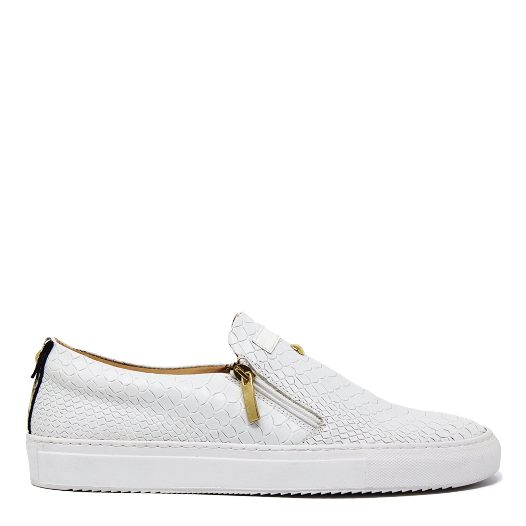 Slip - on White | Grey | Python - Giuliano Galiano | Handcrafted Luxury Sneakers Made In Italy