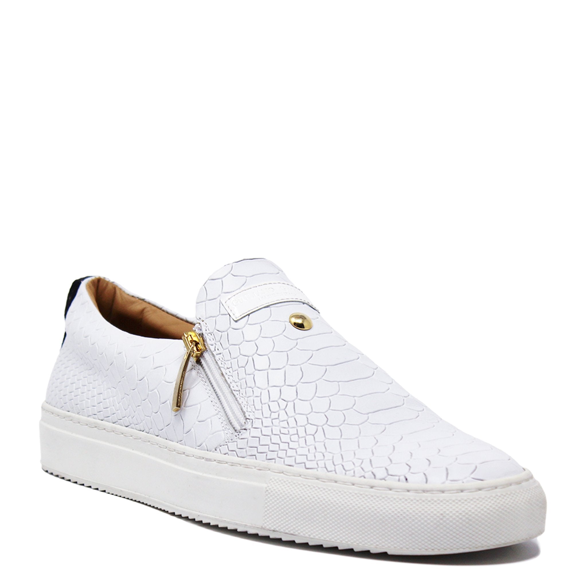 Slip - on White | Grey | Python - Giuliano Galiano | Handcrafted Luxury Sneakers Made In Italy