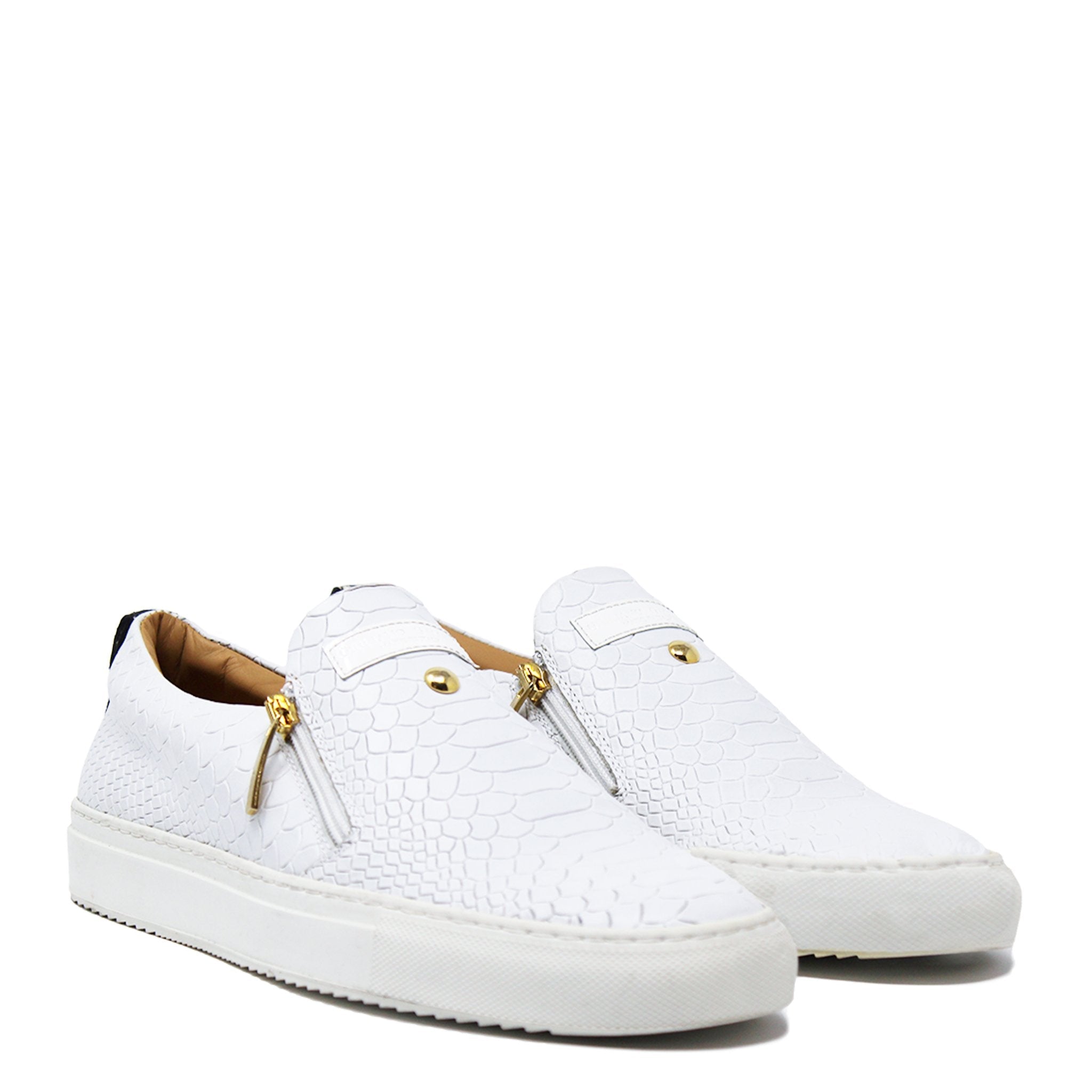 Slip - on White | Grey | Python - Giuliano Galiano | Handcrafted Luxury Sneakers Made In Italy