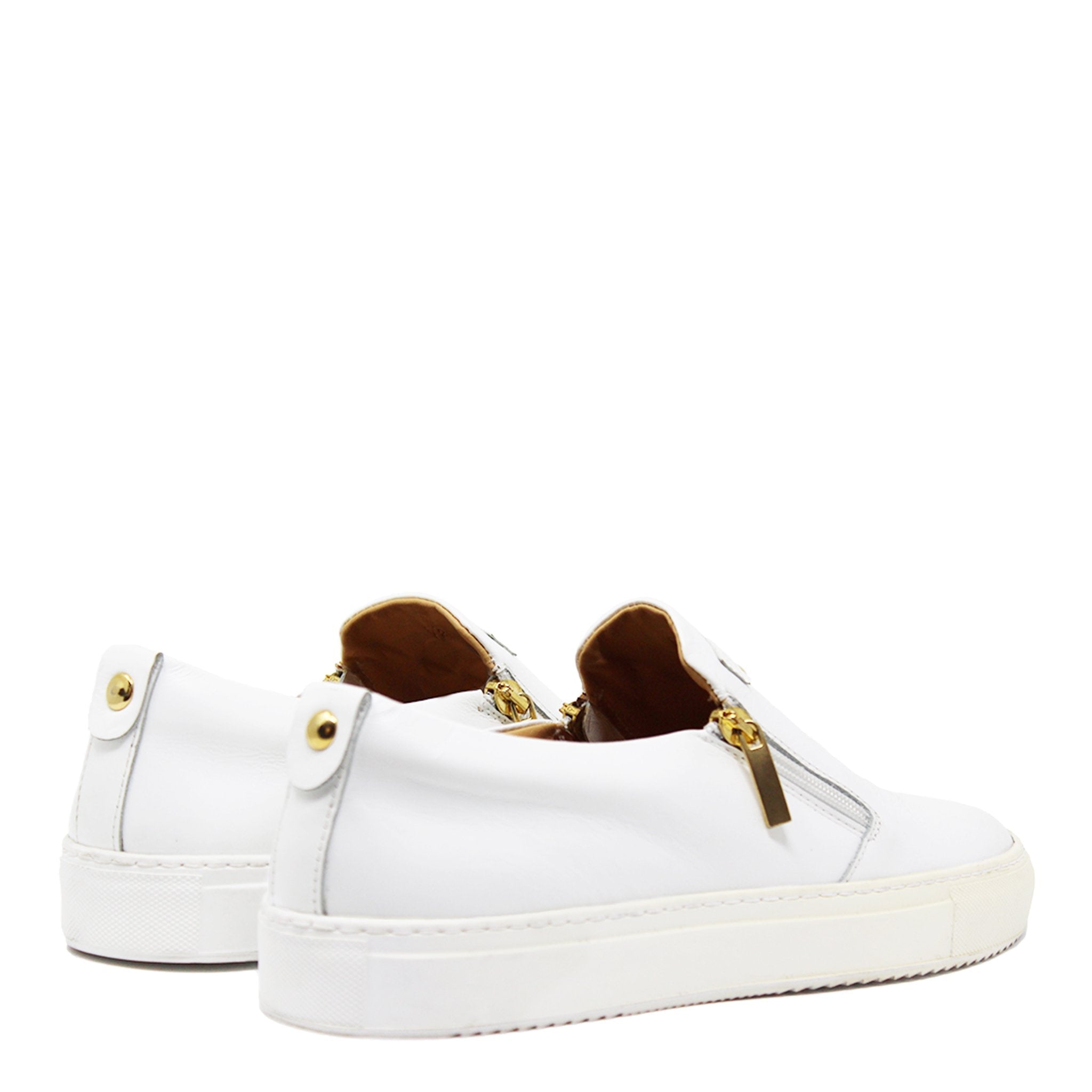 Slip - on White | White | Leather - Giuliano Galiano | Handcrafted Luxury Sneakers Made In Italy