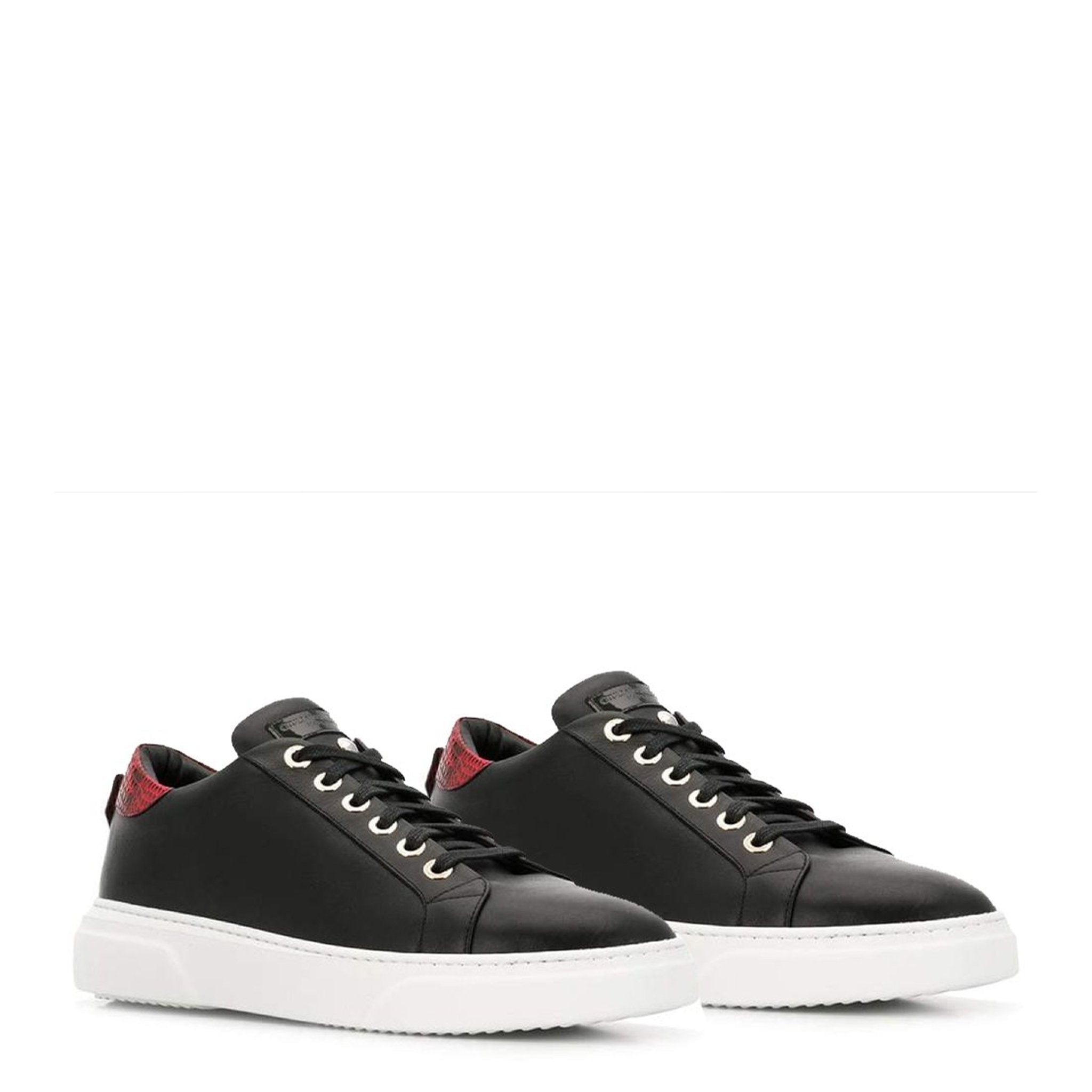 V.I.P. VII Low Black | Red Leather - Giuliano Galiano | Handcrafted Luxury Sneakers Made In Italy