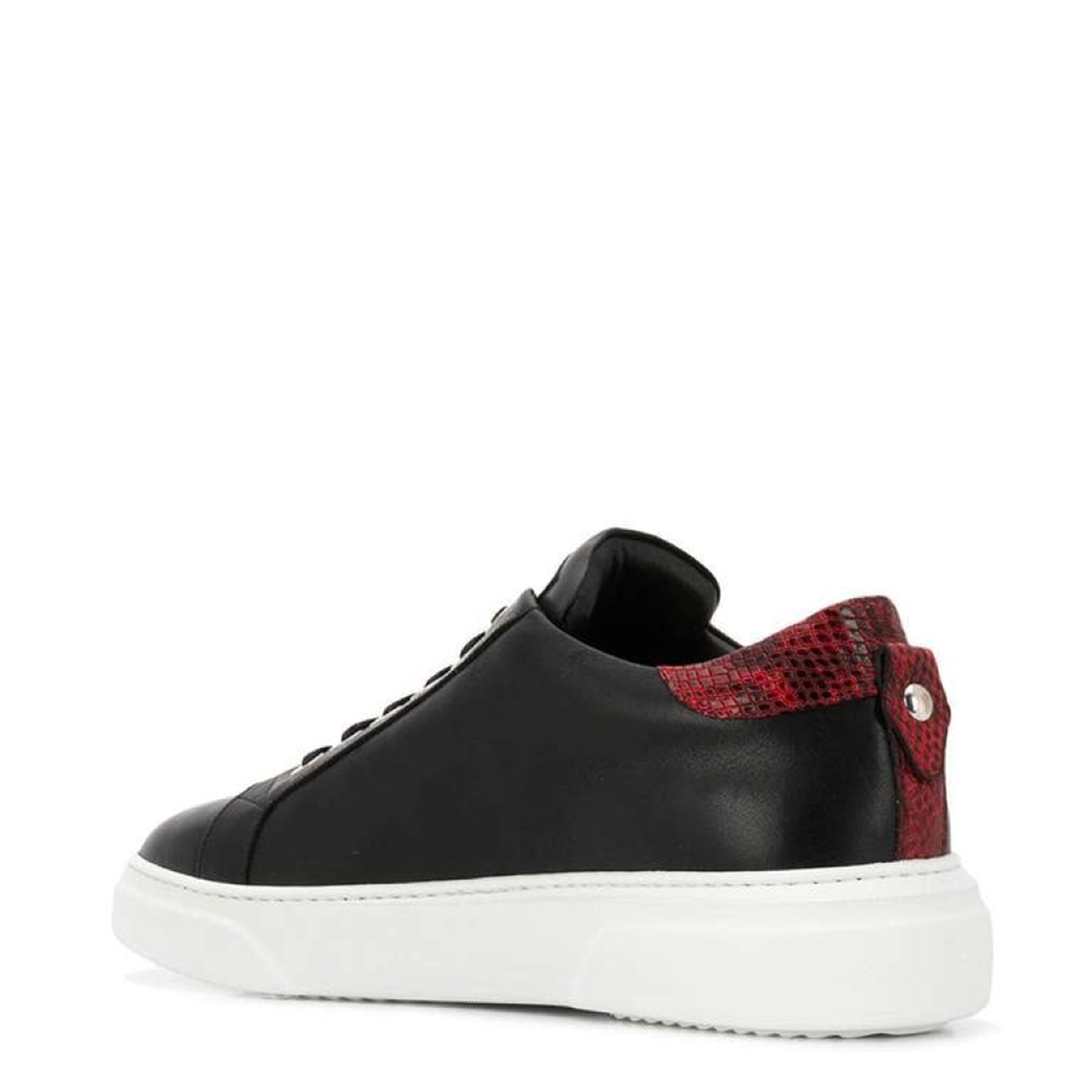 V.I.P. VII Low Black | Red Leather - Giuliano Galiano | Handcrafted Luxury Sneakers Made In Italy