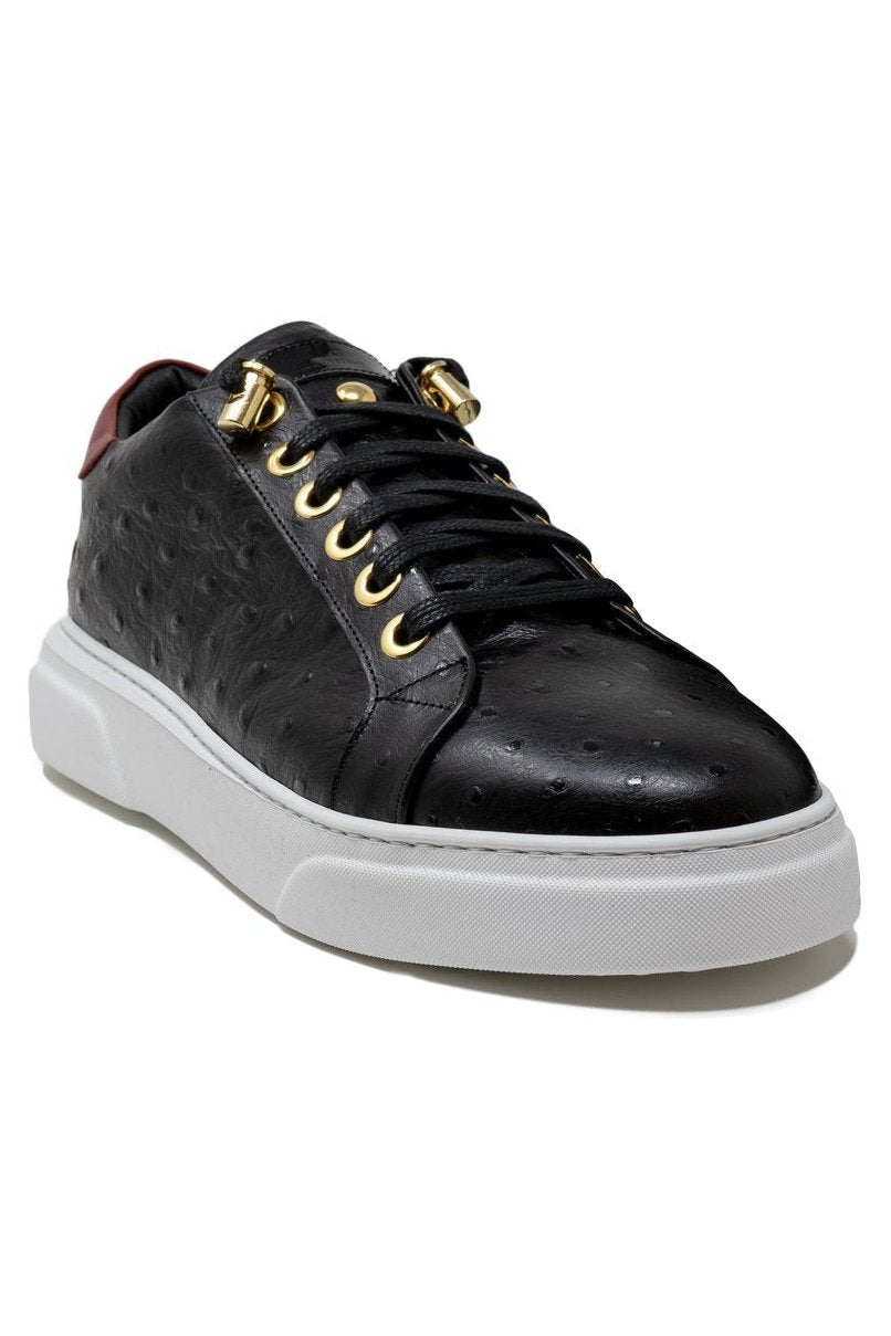 V.I.P. VII Low Black | Red Leather - Giuliano Galiano | Handcrafted Luxury Sneakers Made In Italy
