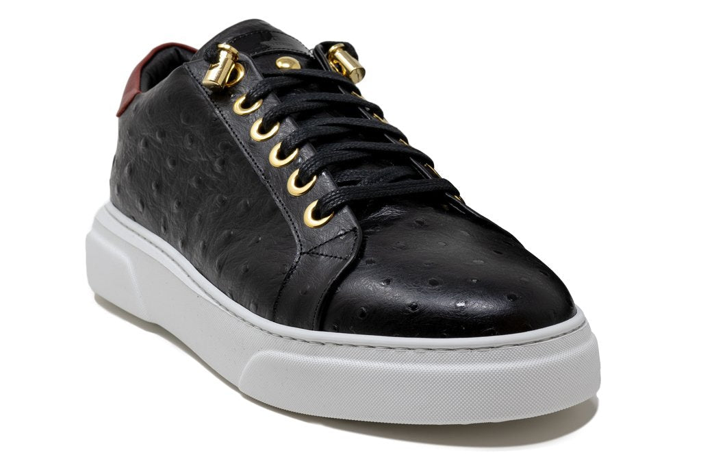 V.I.P. VII Low Black | Red Leather - Giuliano Galiano | Handcrafted Luxury Sneakers Made In Italy