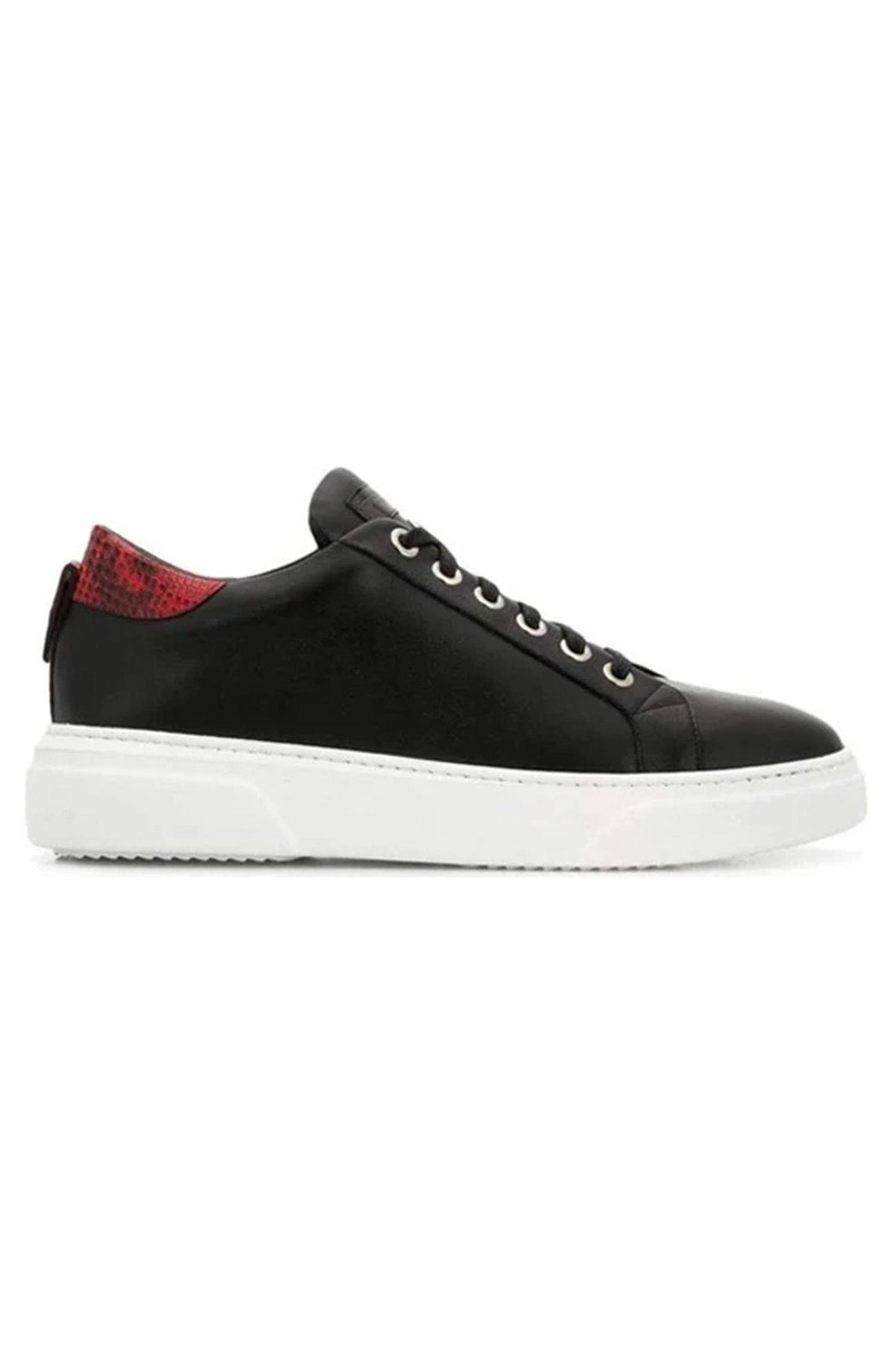 V.I.P. VII Low Black | Red Leather - Giuliano Galiano | Handcrafted Luxury Sneakers Made In Italy