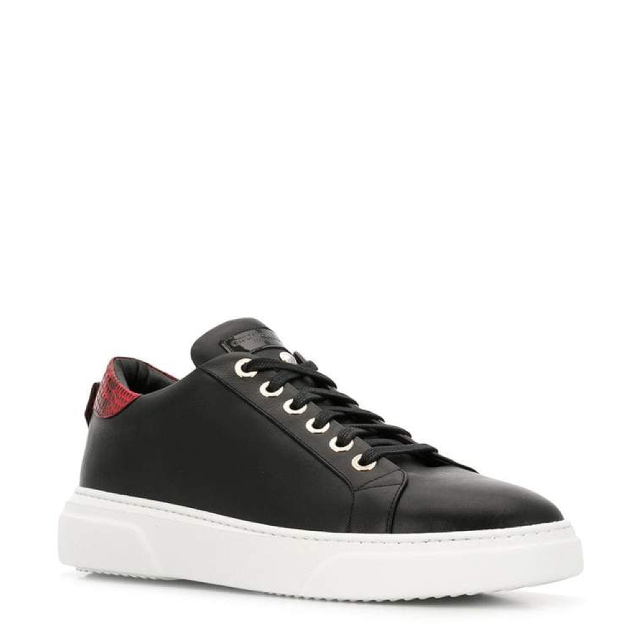 V.I.P. VII Low Black | Red Leather - Giuliano Galiano | Handcrafted Luxury Sneakers Made In Italy