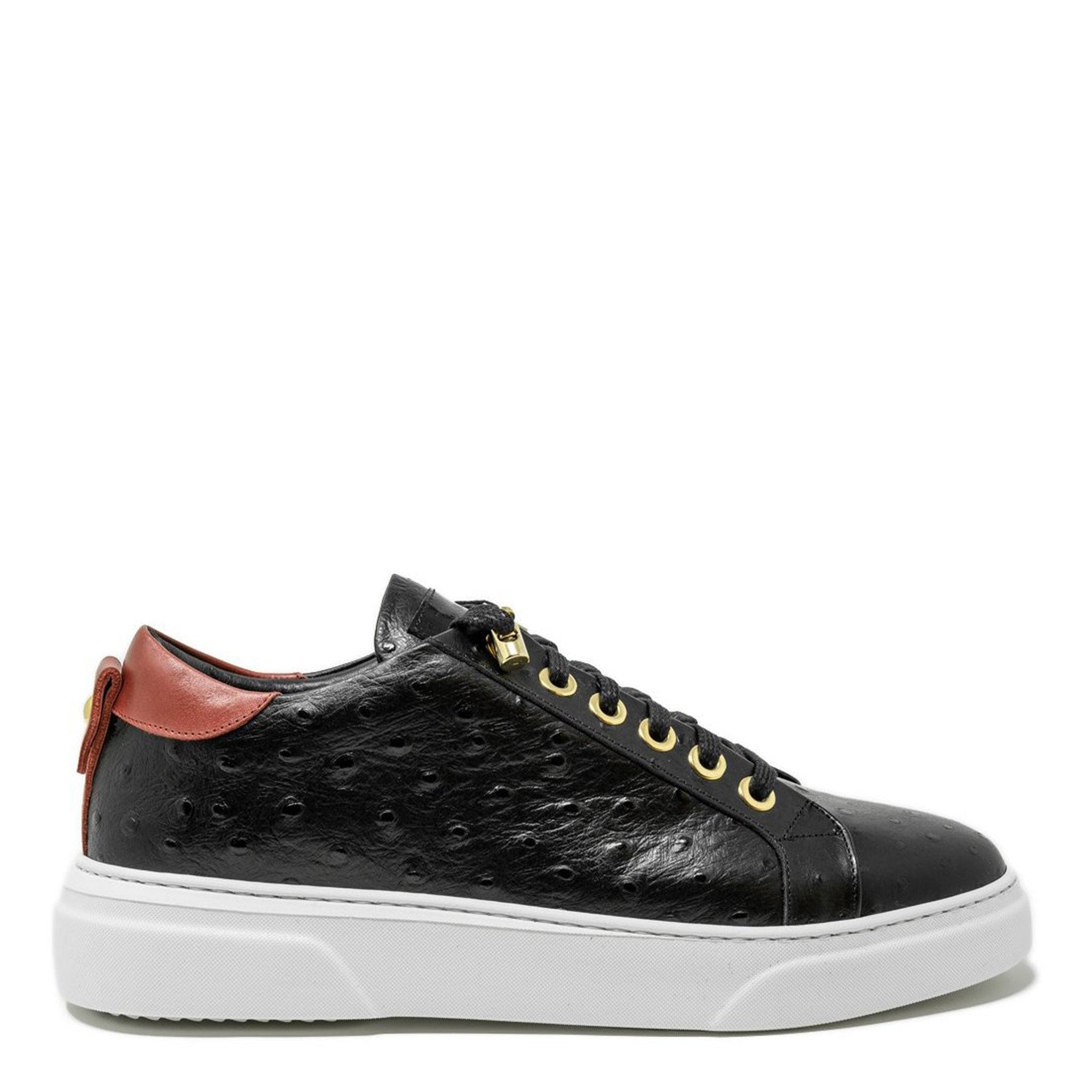 V.I.P. VII Low Black | Red Leather - Giuliano Galiano | Handcrafted Luxury Sneakers Made In Italy