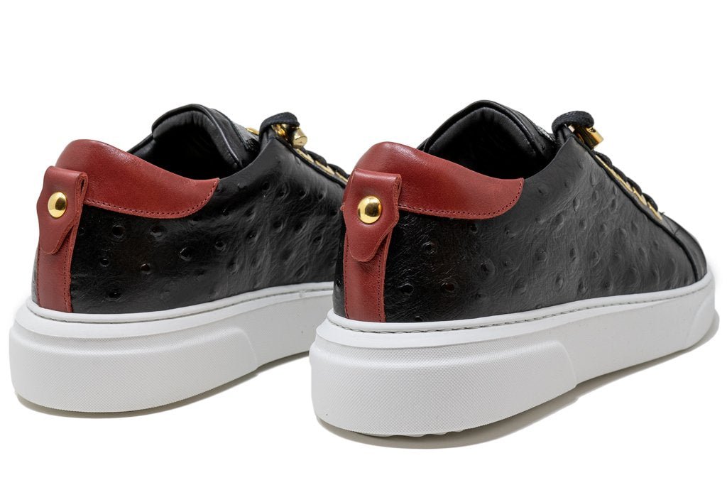 V.I.P. VII Low Black | Red Leather - Giuliano Galiano | Handcrafted Luxury Sneakers Made In Italy