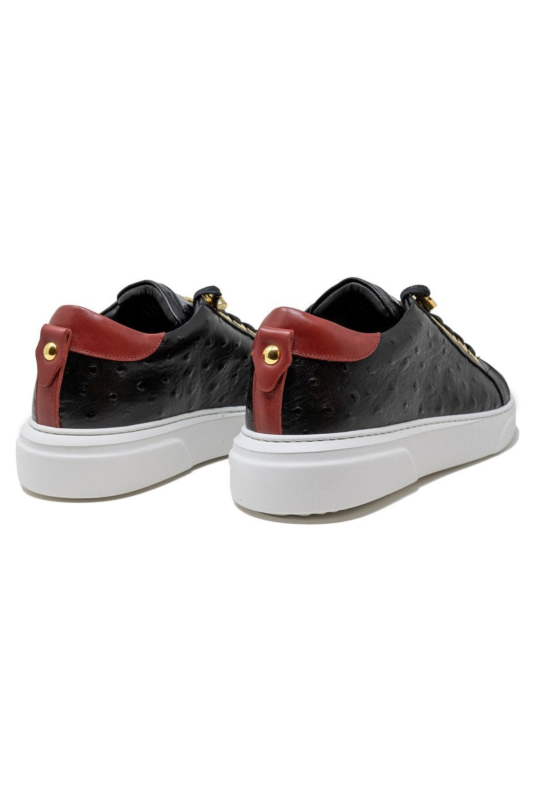 V.I.P. VII Low Black | Red Leather - Giuliano Galiano | Handcrafted Luxury Sneakers Made In Italy
