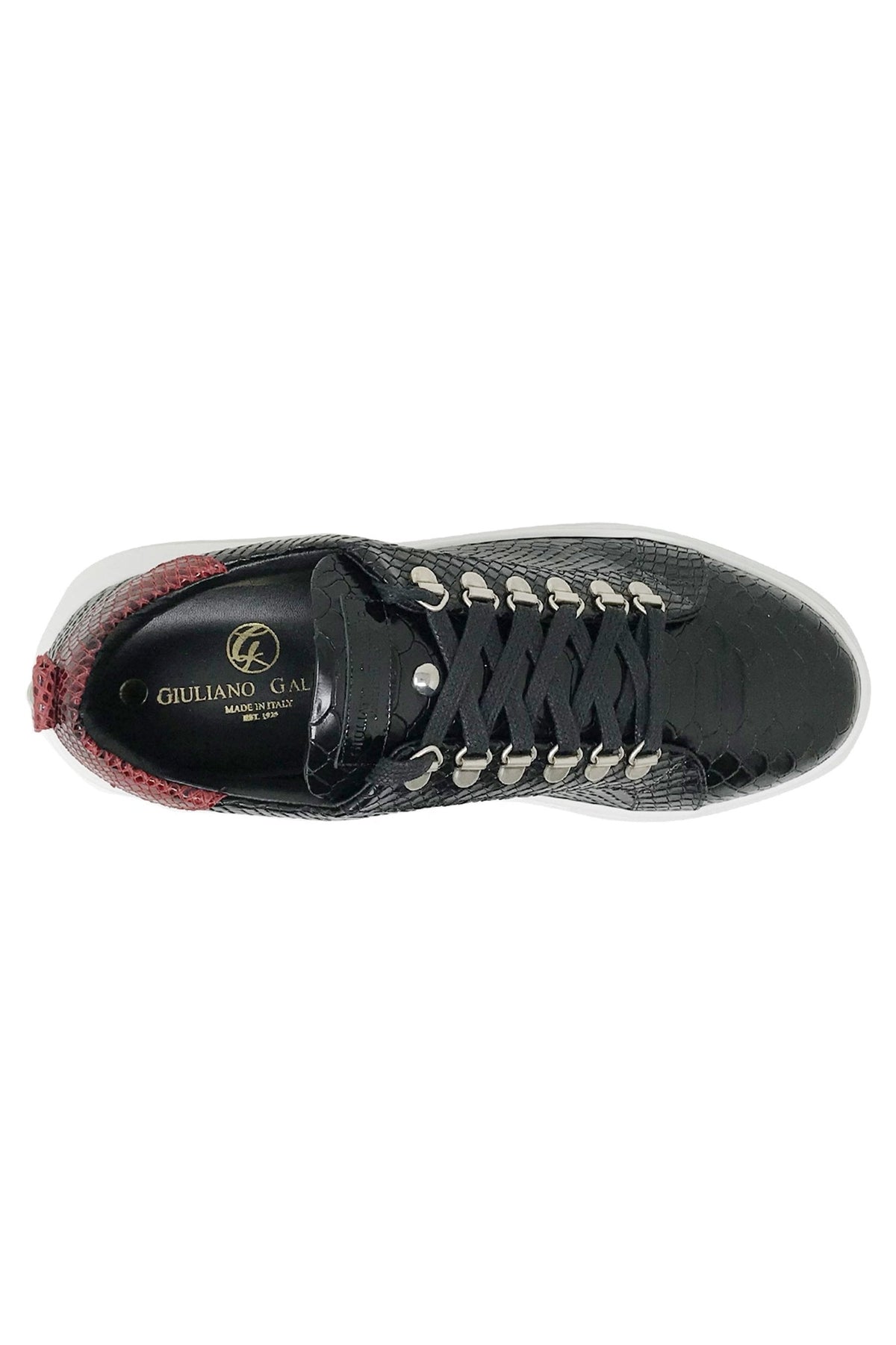 V.I.P. VII Low Black | Red Python - Giuliano Galiano | Handcrafted Luxury Sneakers Made In Italy