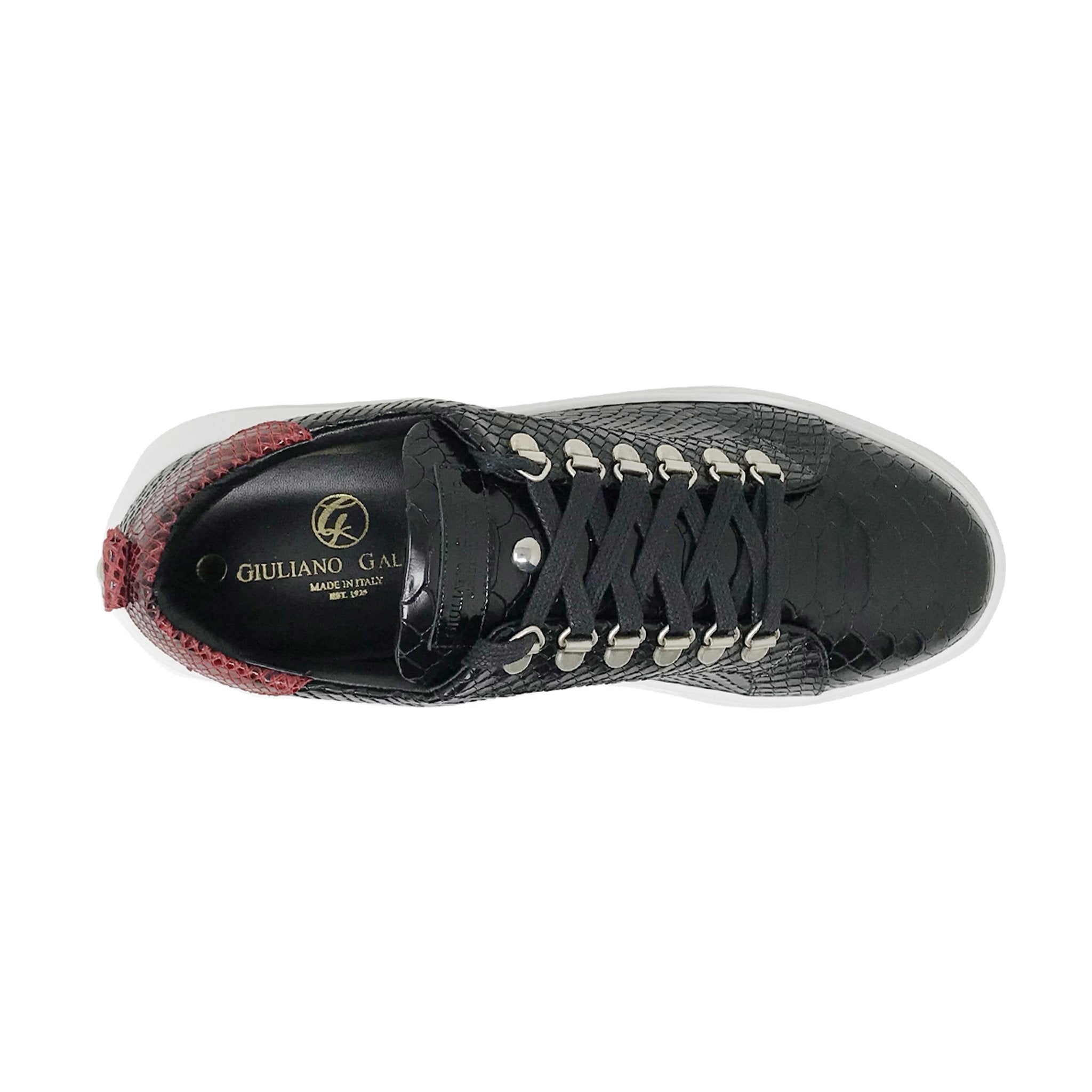 V.I.P. VII Low Black | Red Python - Giuliano Galiano | Handcrafted Luxury Sneakers Made In Italy