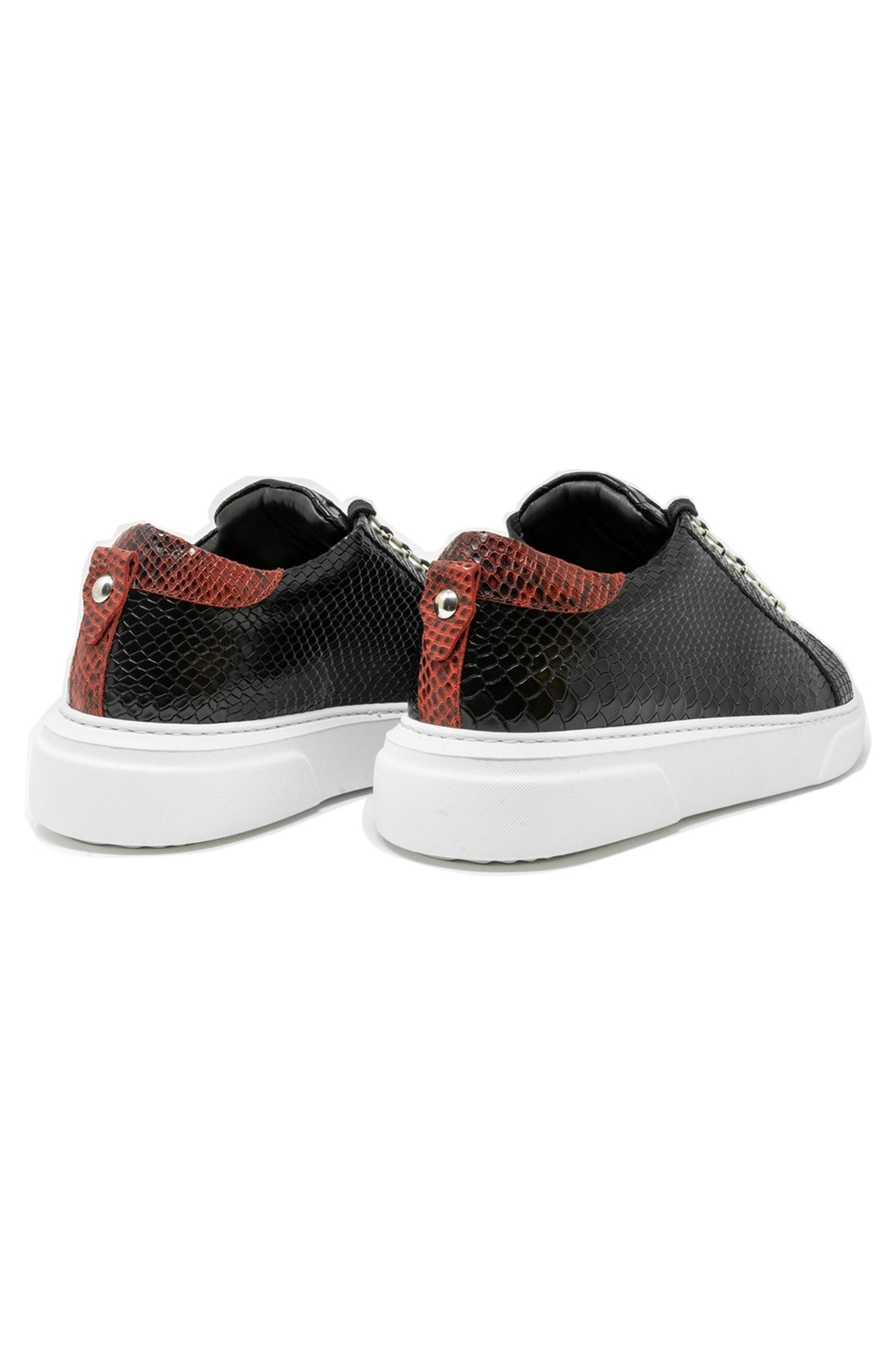 V.I.P. VII Low Black | Red Python - Giuliano Galiano | Handcrafted Luxury Sneakers Made In Italy
